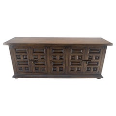 Raised Panel 5 Doors 4 Drawers Mid Century Modern Dark Chestnut Dresser Credenza