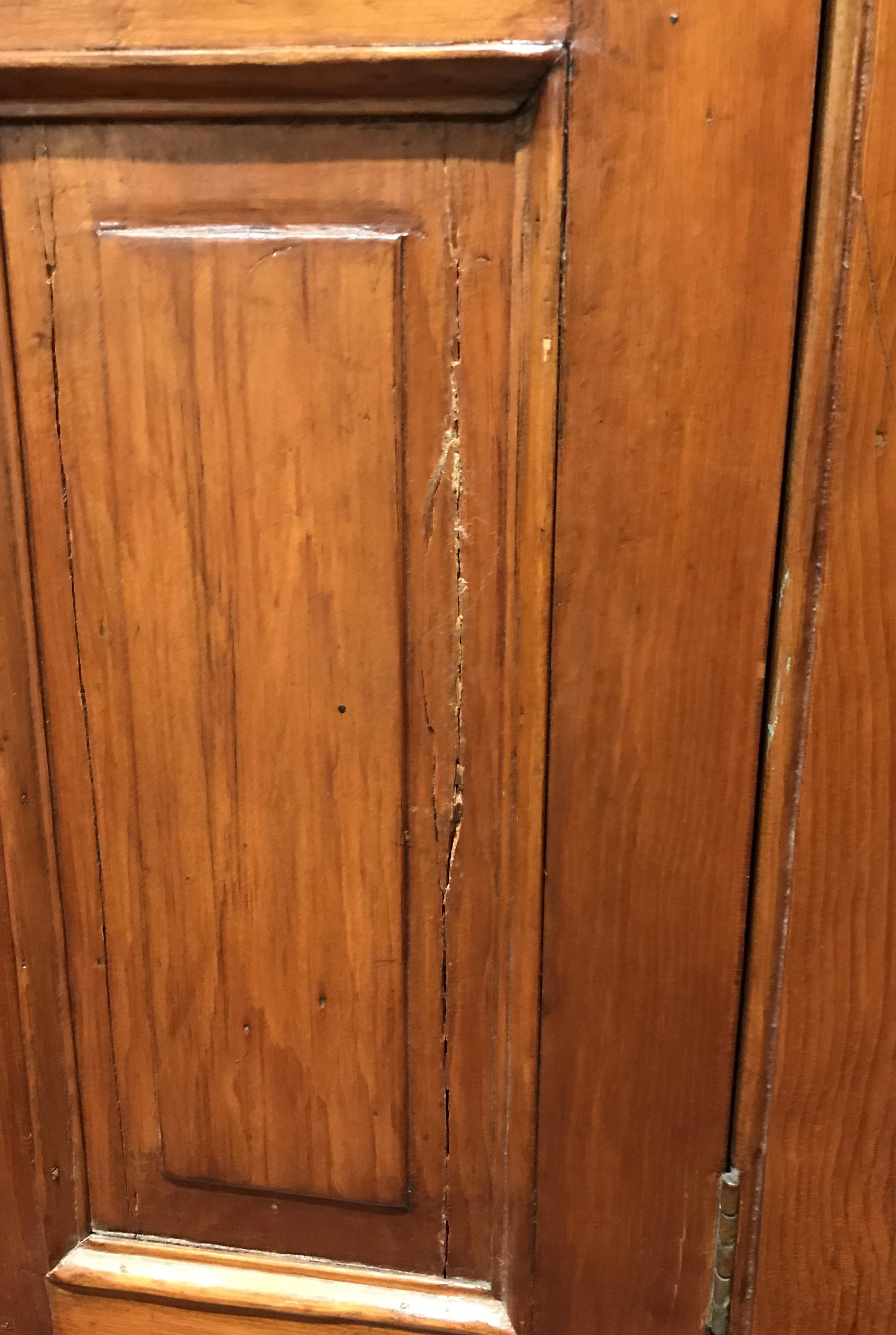 Raised Panel Pine Four-Door Corner Cupboard circa 1800, Mid Atlantic States 1