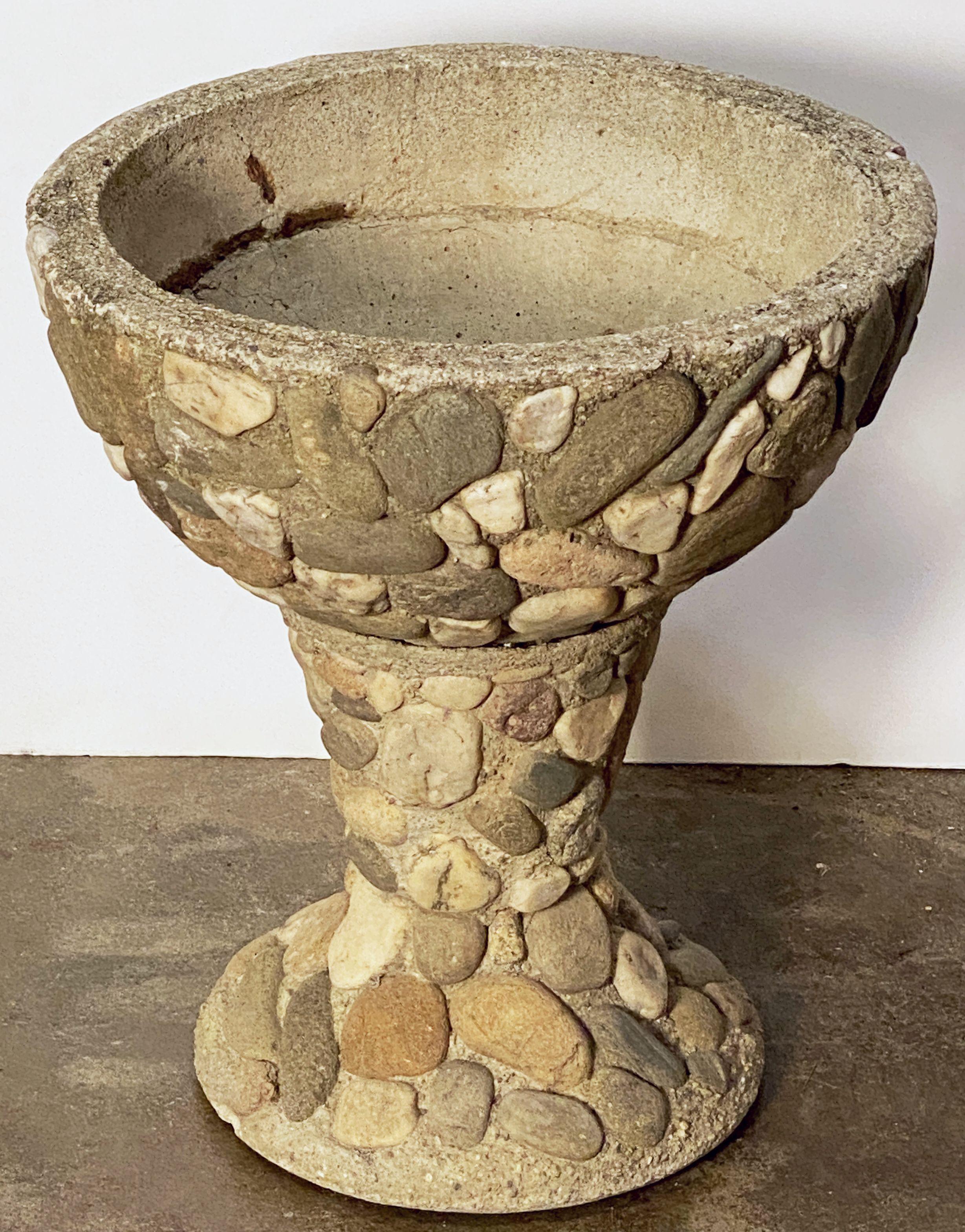 French Raised Pebble-Pot Garden Planter or Urn with Embedded Stones from France For Sale