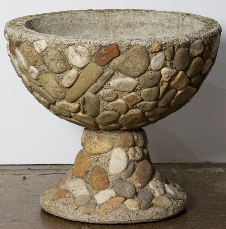 French Raised Pebble-Pot Garden Planter or Urn with Embedded Stones from, France For Sale