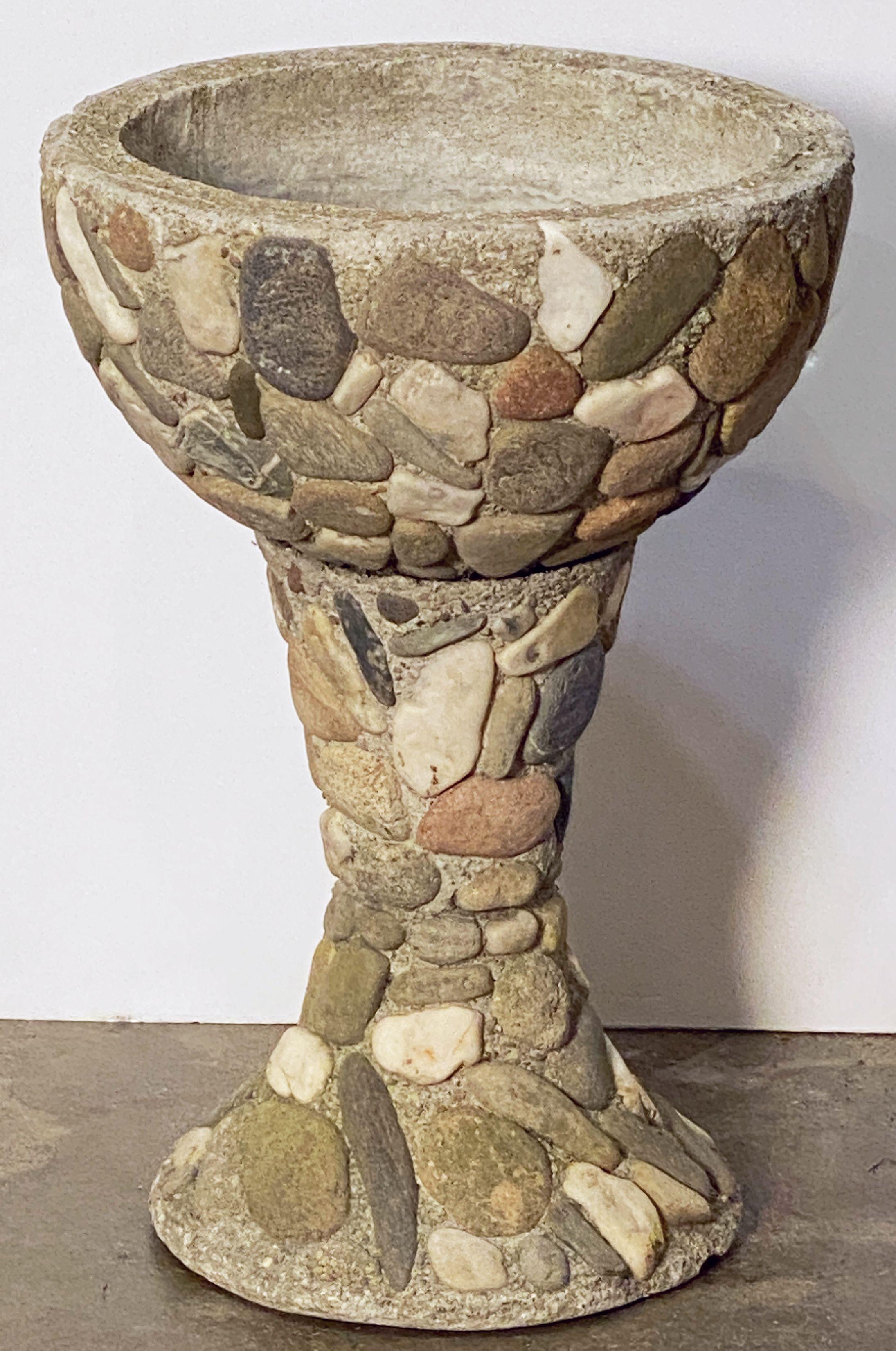 20th Century Raised Pebble-Pot Garden Planter or Urn with Embedded Stones from France For Sale
