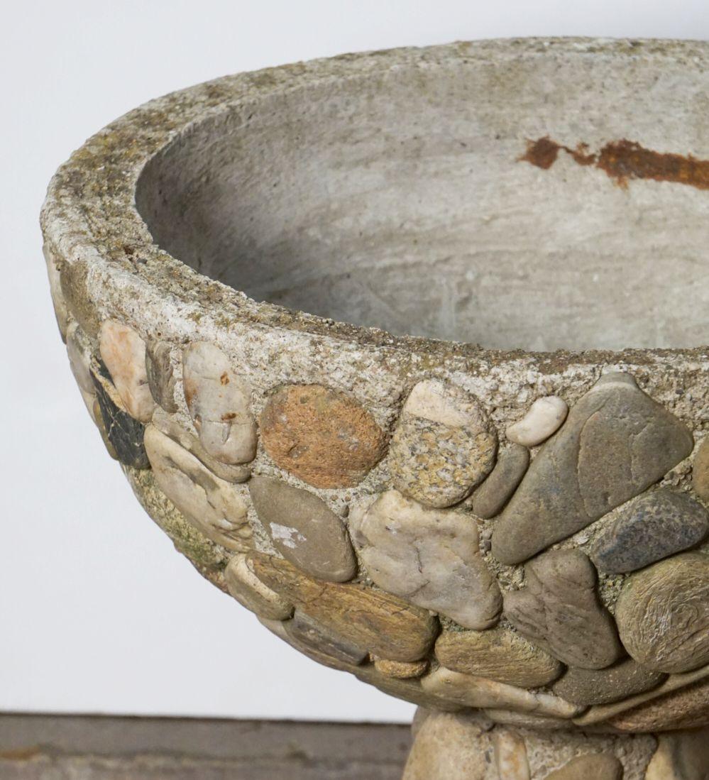 20th Century Raised Pebble-Pot Garden Planter or Urn with Embedded Stones from, France For Sale