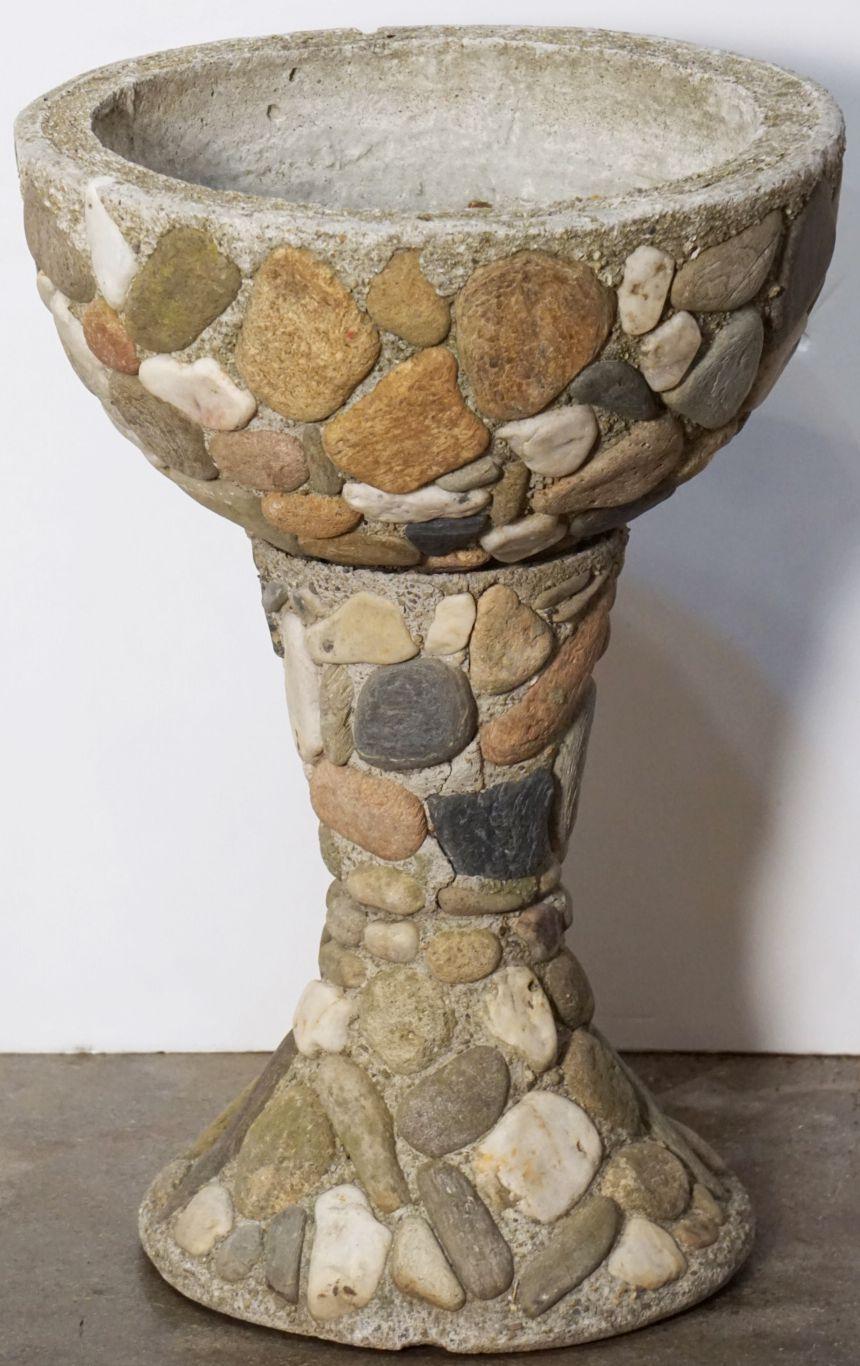 Raised Pebble-Pot Garden Planter or Urn with Embedded Stones from France For Sale 2