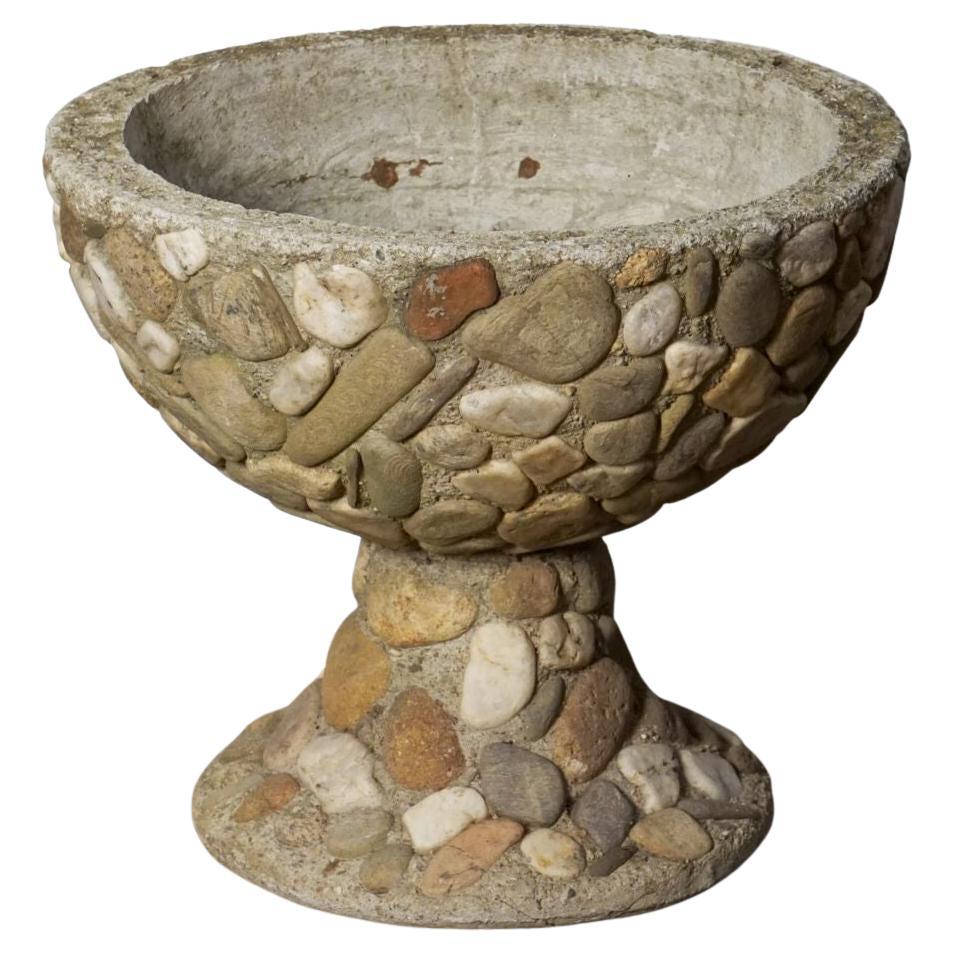 Raised Pebble-Pot Garden Planter or Urn with Embedded Stones from, France