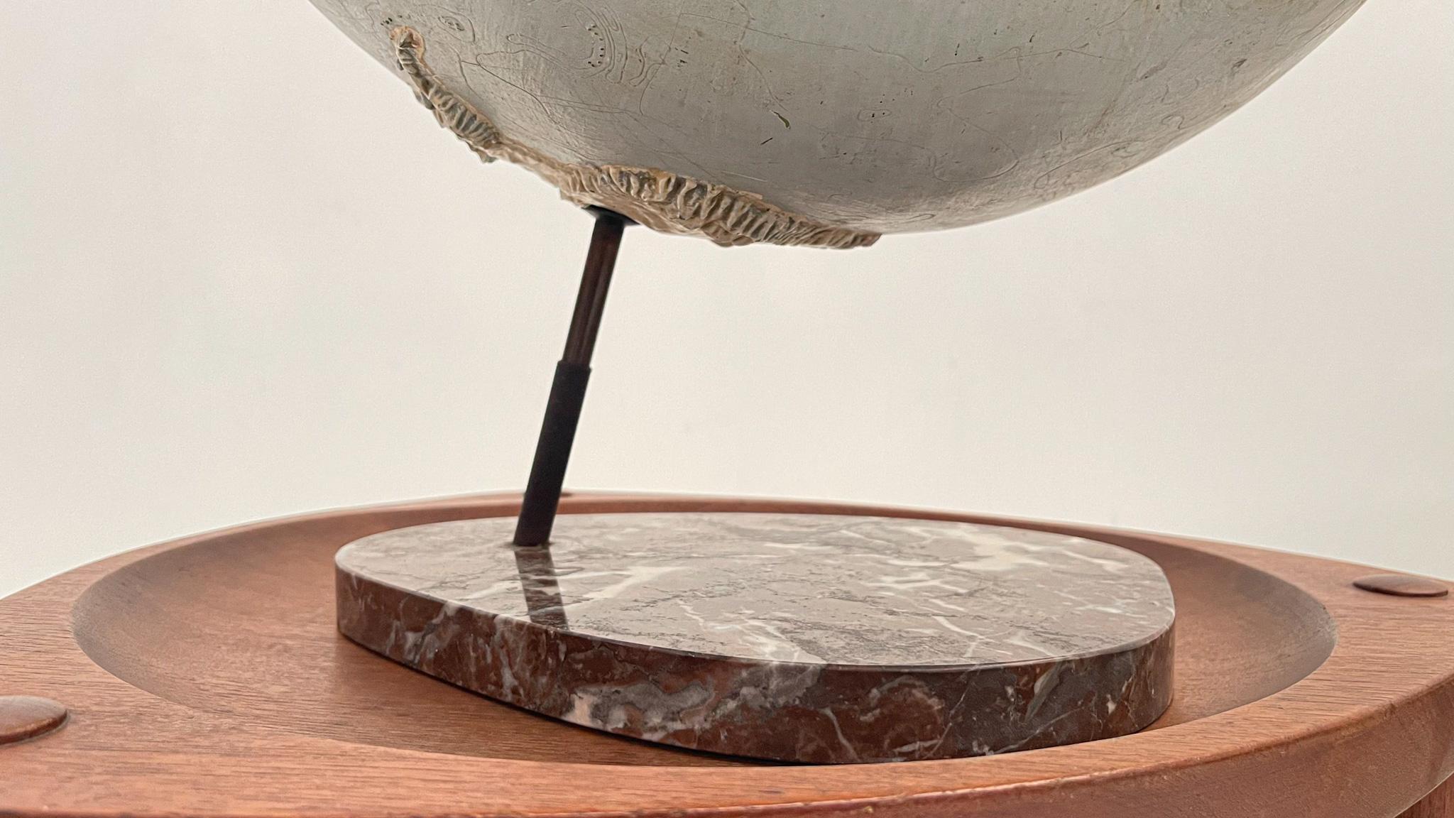 Mid-20th Century Raised polychrome decoration Earth globe attributed to Jacques Adnet For Sale