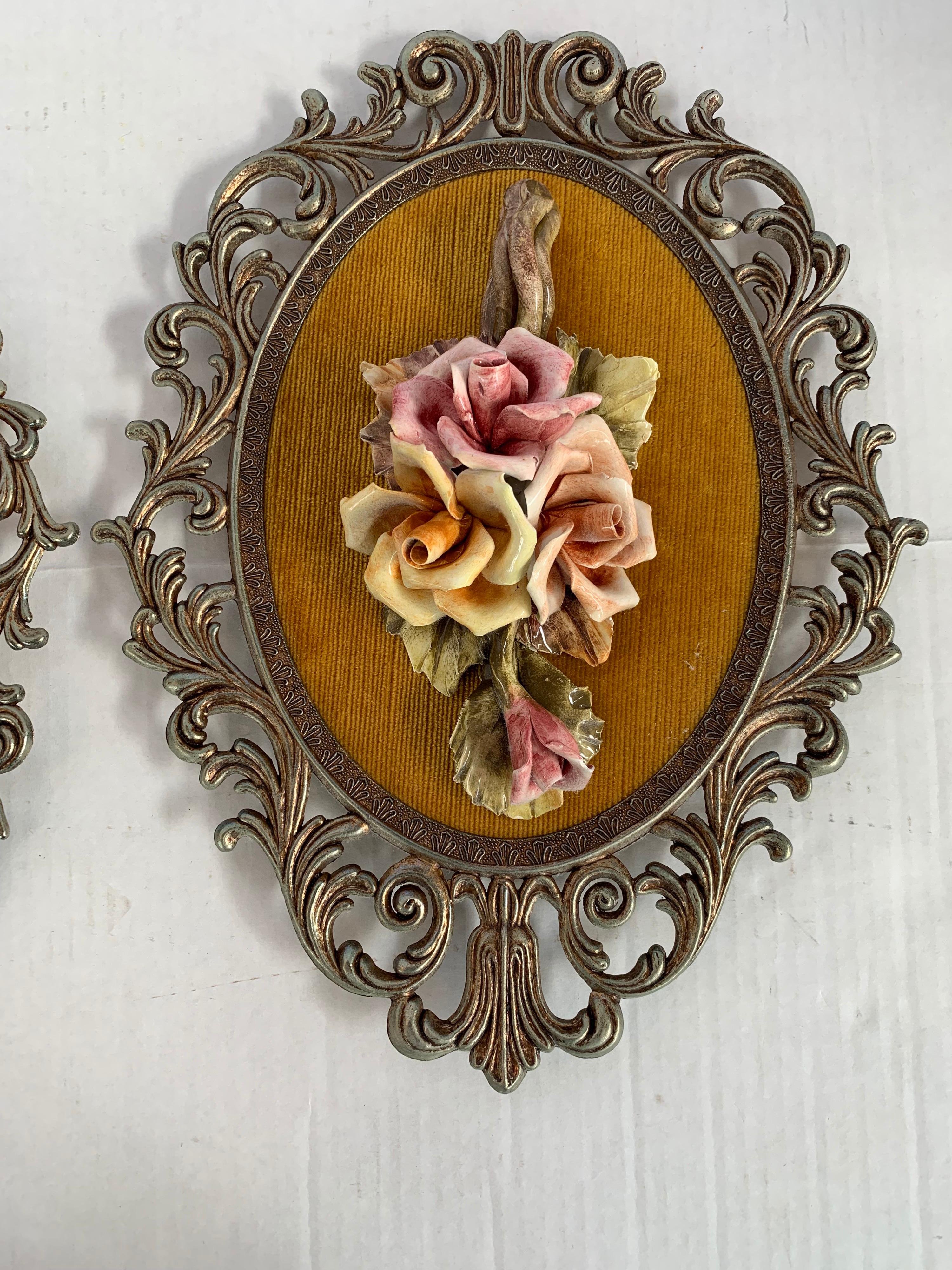 Raised Porcelain Medallions in Frames, a Pair Made in Italy 2