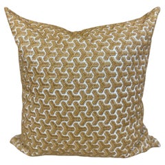 Raised Silk Thread Pattern in Gold Saffron Bronze with Muslin Backdrop