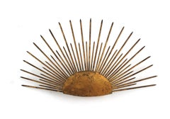 Raising Sun Sunburst Wall Light in Gilt Wrought Iron, France 1940s