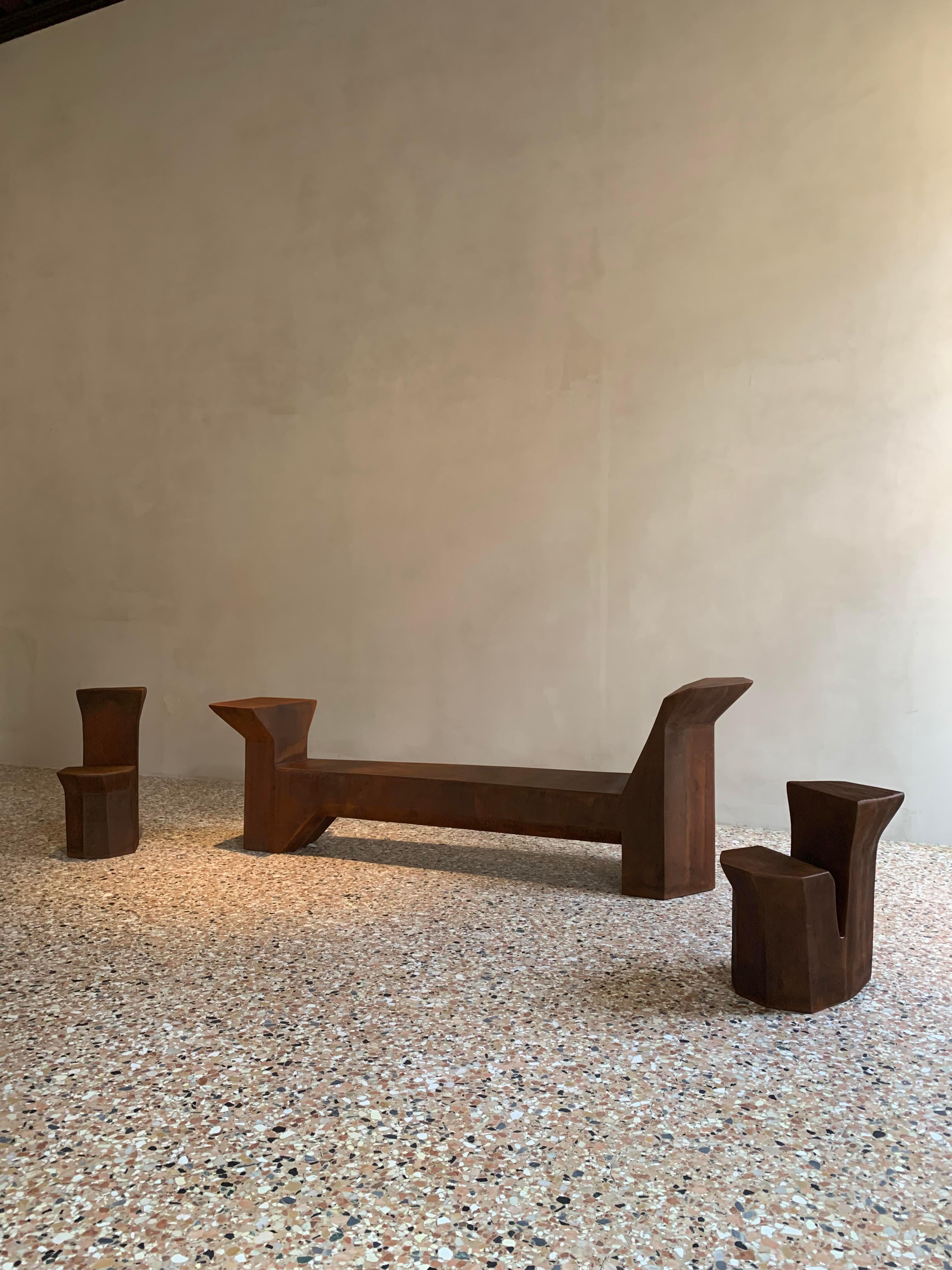 Lebanese Raissa Bench by Georges Mohasseb in Oxidised Concrete