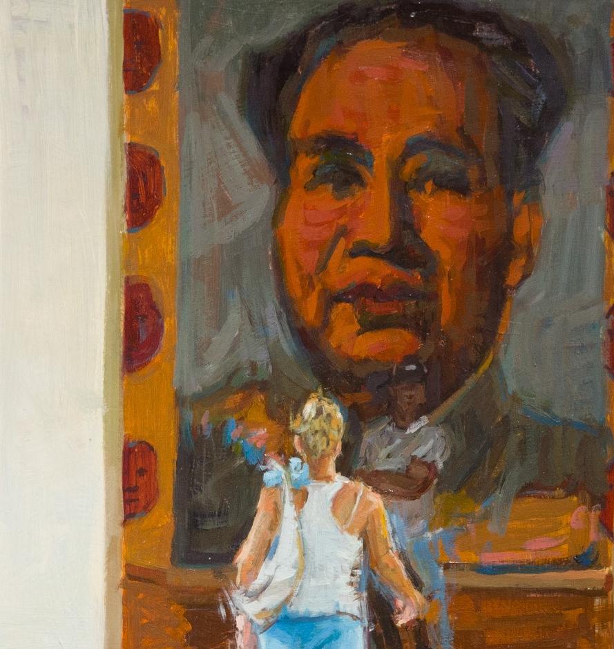 Searching for Andy (Warhol) references  woman looking at one of the 199 paintings that Andy Warhol did  of Mao. This painting is usually seen in the museum exhibitions around the world Looking for Andy (Warhol) is 16