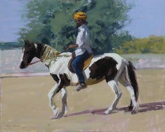 Used Rajasthani Horseman   20" x 24"  American Impressionism  India  Colors  Horse