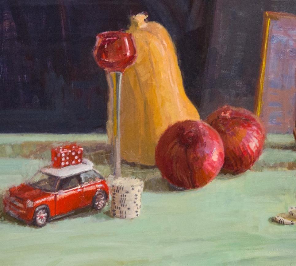 Still Life with Onions  Oil on Panel  American Impressionistic Style  For Sale 1