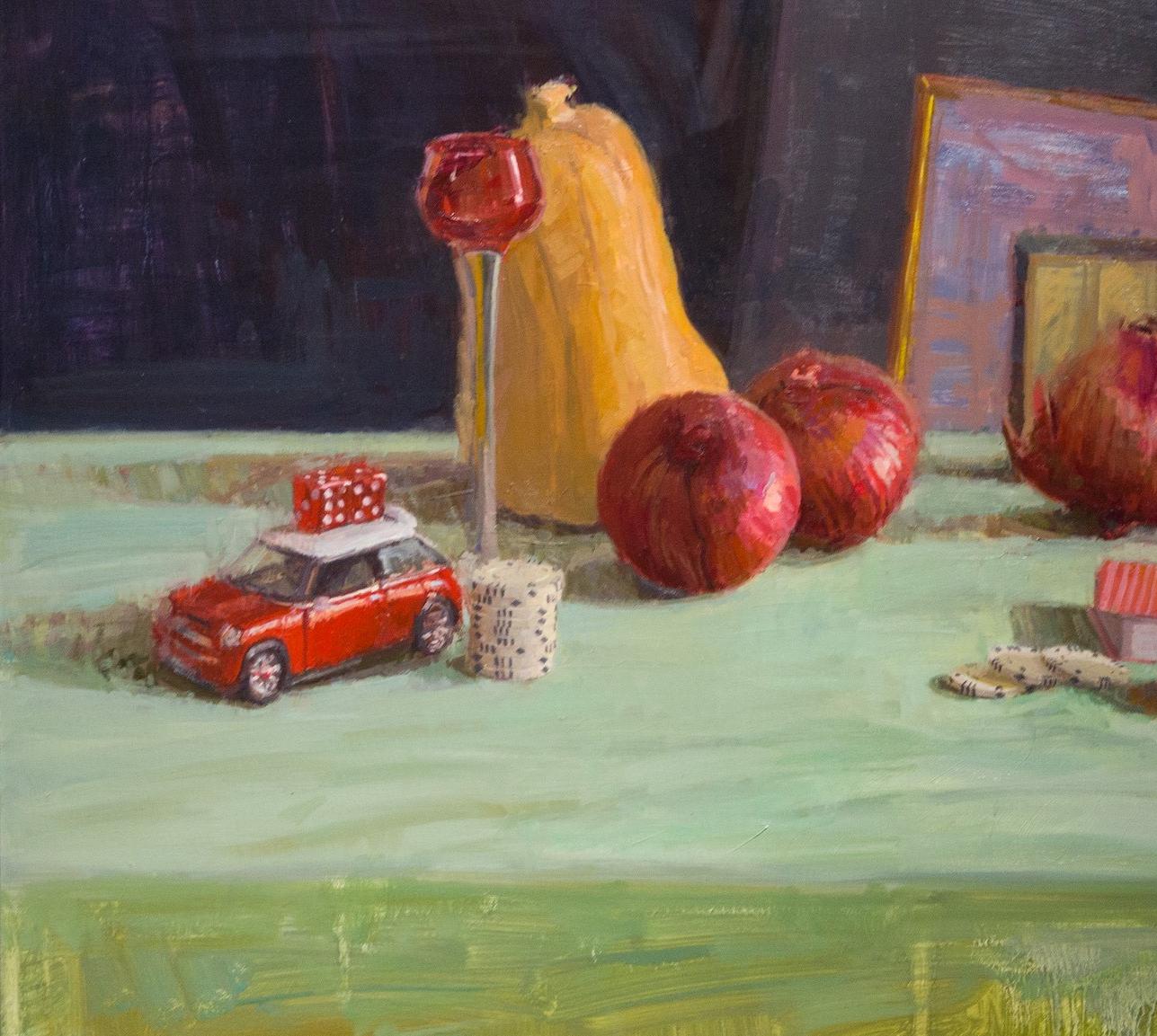 Still Life with Onions  Oil on Panel  American Impressionistic Style  For Sale 2