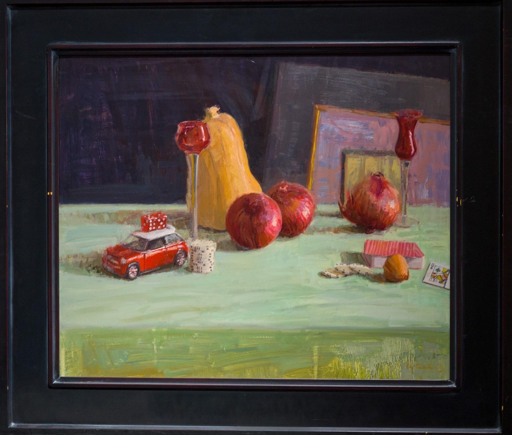 Raj Chaudhuri Still-Life Painting - Still Life with Onions  Oil on Panel  American Impressionistic Style 