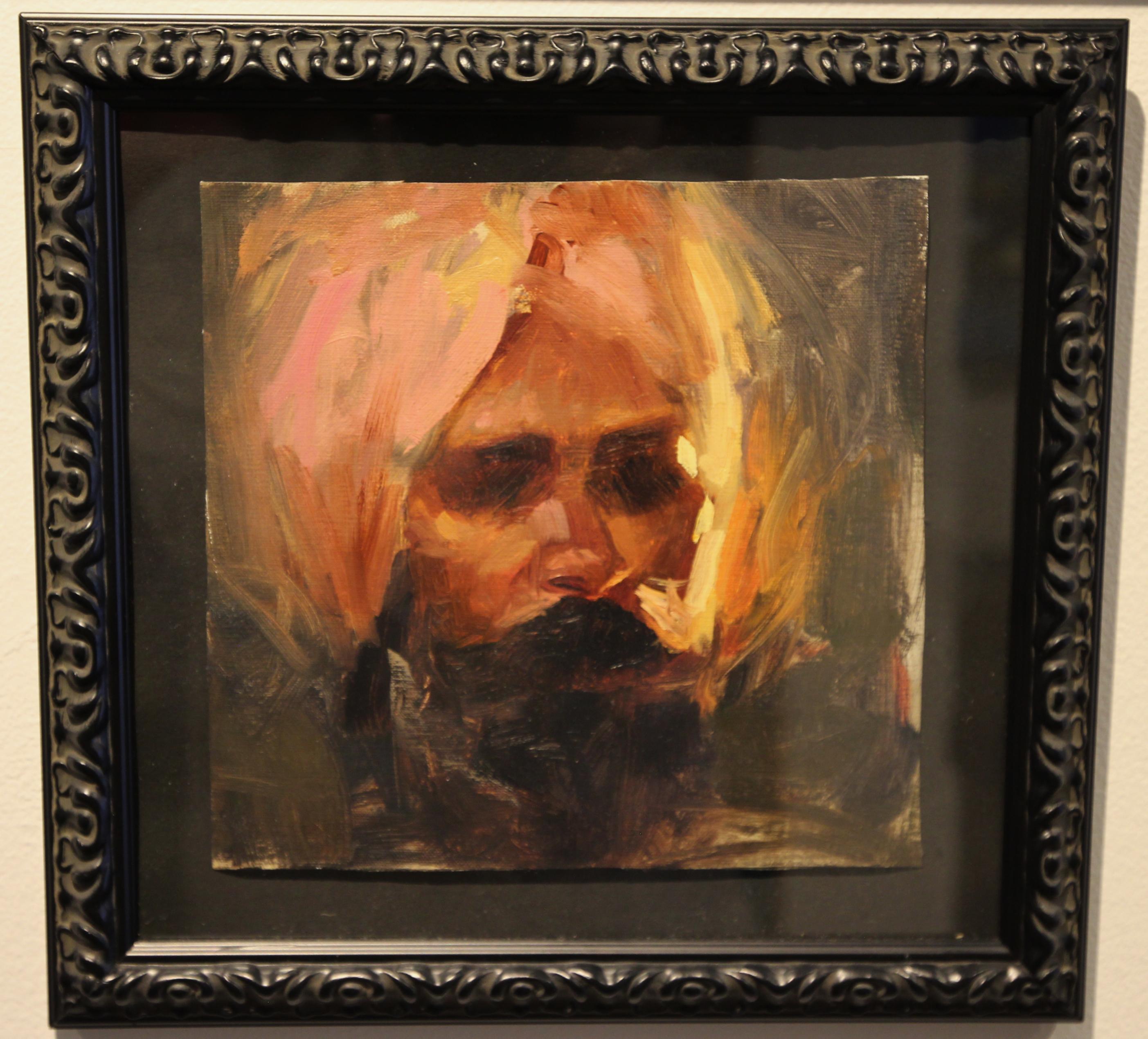 Raj Patel Portrait Painting - My Father, Instructor of My Life, Oil/ canvas, Museum Glass, Delhi School of Art