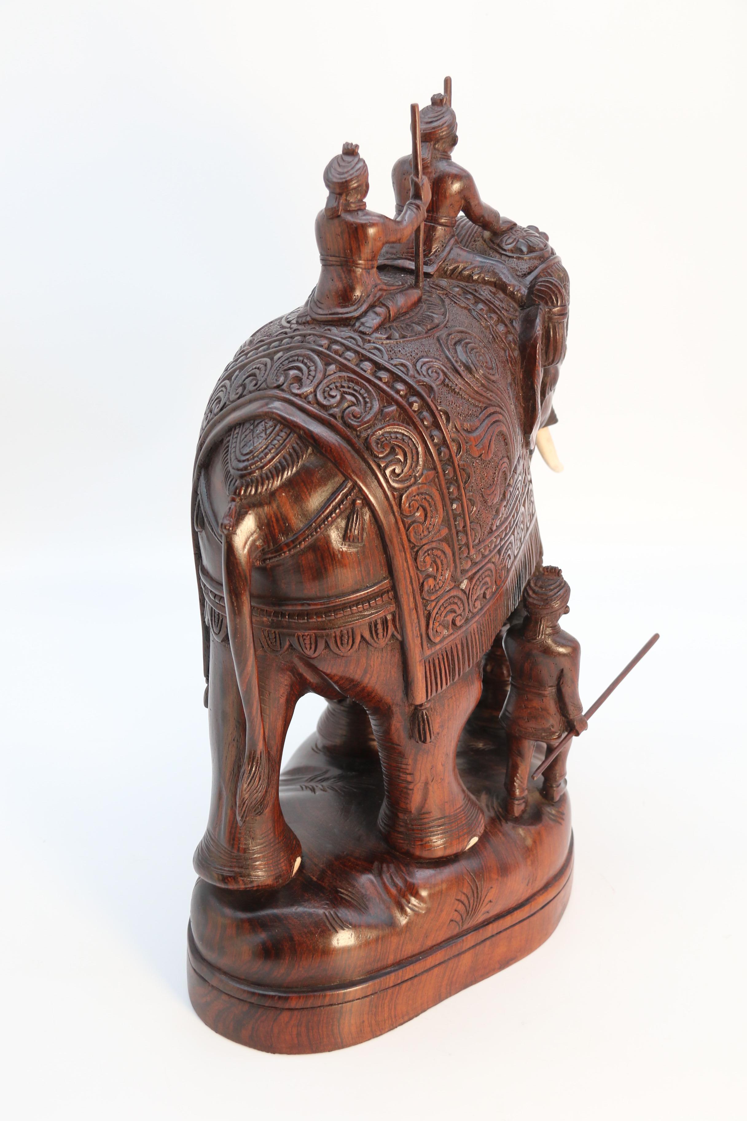 Raj period large Indian carved hardwood study of a ceremonial elephant c 1920 For Sale 4
