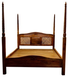 Raj Style Colonial Carved 4 Poster Bed, Super King Size