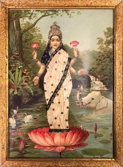 Laxmi, Figurative, Mythology by Raja Ravi Verma "In Stock"