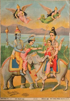 Untitled (Vishnu and Lakshmi meeting), Figurative by Raja Ravi Verma "In Stock"