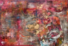 Il bacio della vita.  Pittura astratta a tecnica mista contemporanea di grandi dimensioni