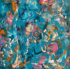Amor o Lujuria.  Gran cuadro abstracto contemporáneo en técnica mixta