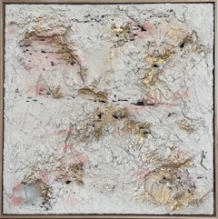 Concrete Rose, Originalgemälde, Abstrakte Kunst, Texturiertes Gemälde, Rosa, Gold