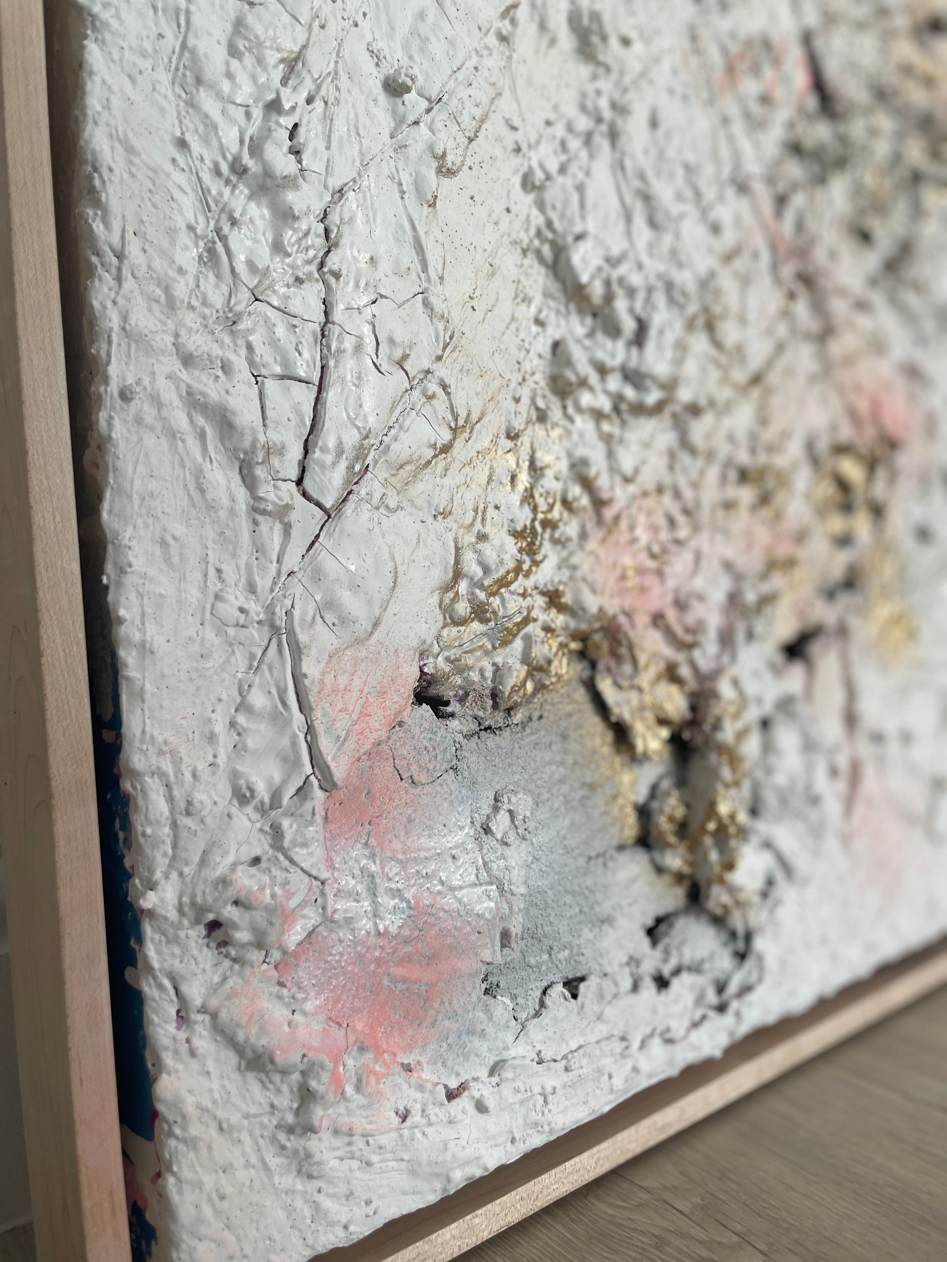 Diptych of Taupe and Concrete Rose, Original painting, Abstract, Textured art For Sale 9