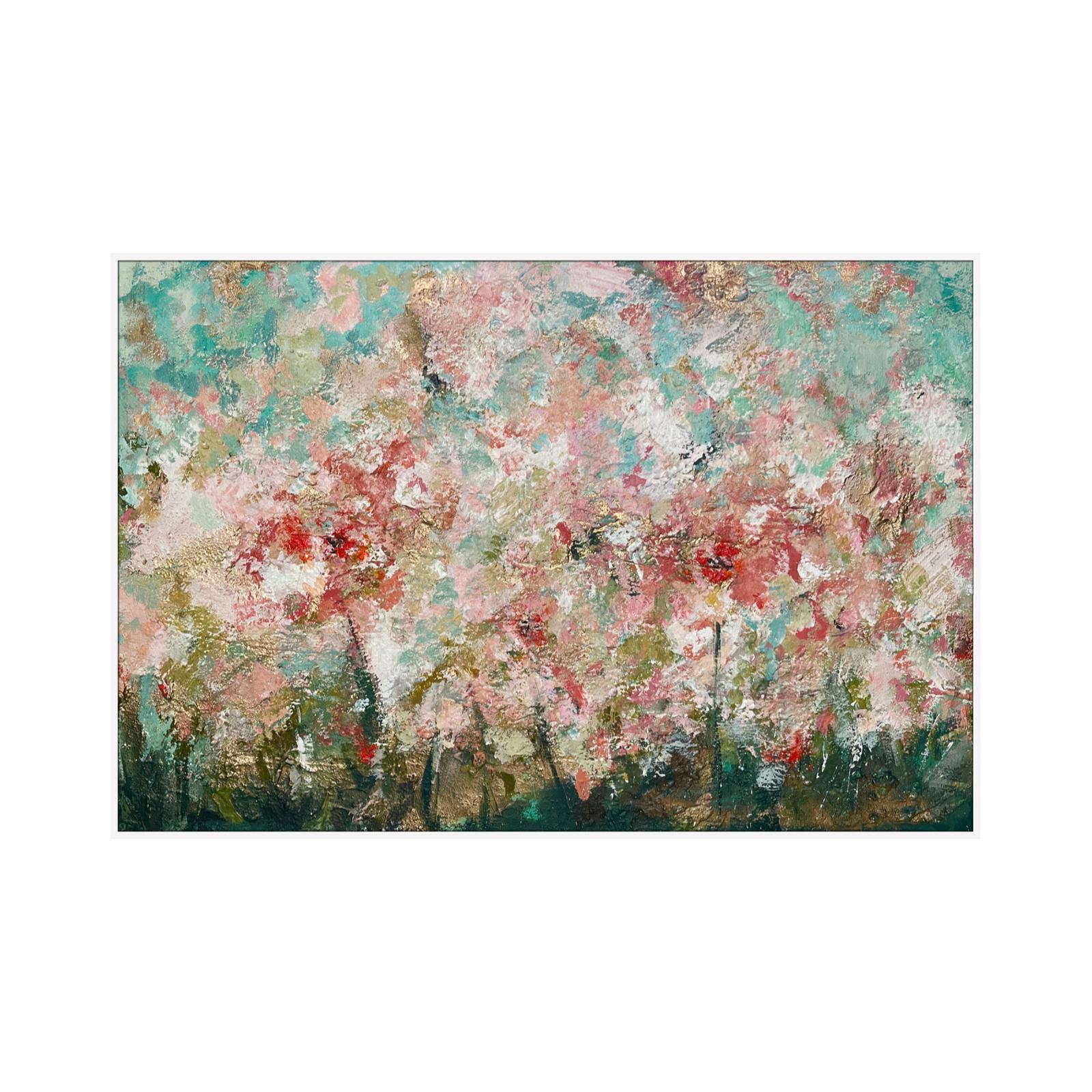 In Full Bloom, original painting, landscape, abstract - Modern Painting by Rajan Seth