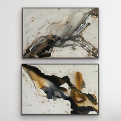 Mocha and Dark Knight Diptych, Original painting, Abstract, Textural 3D art