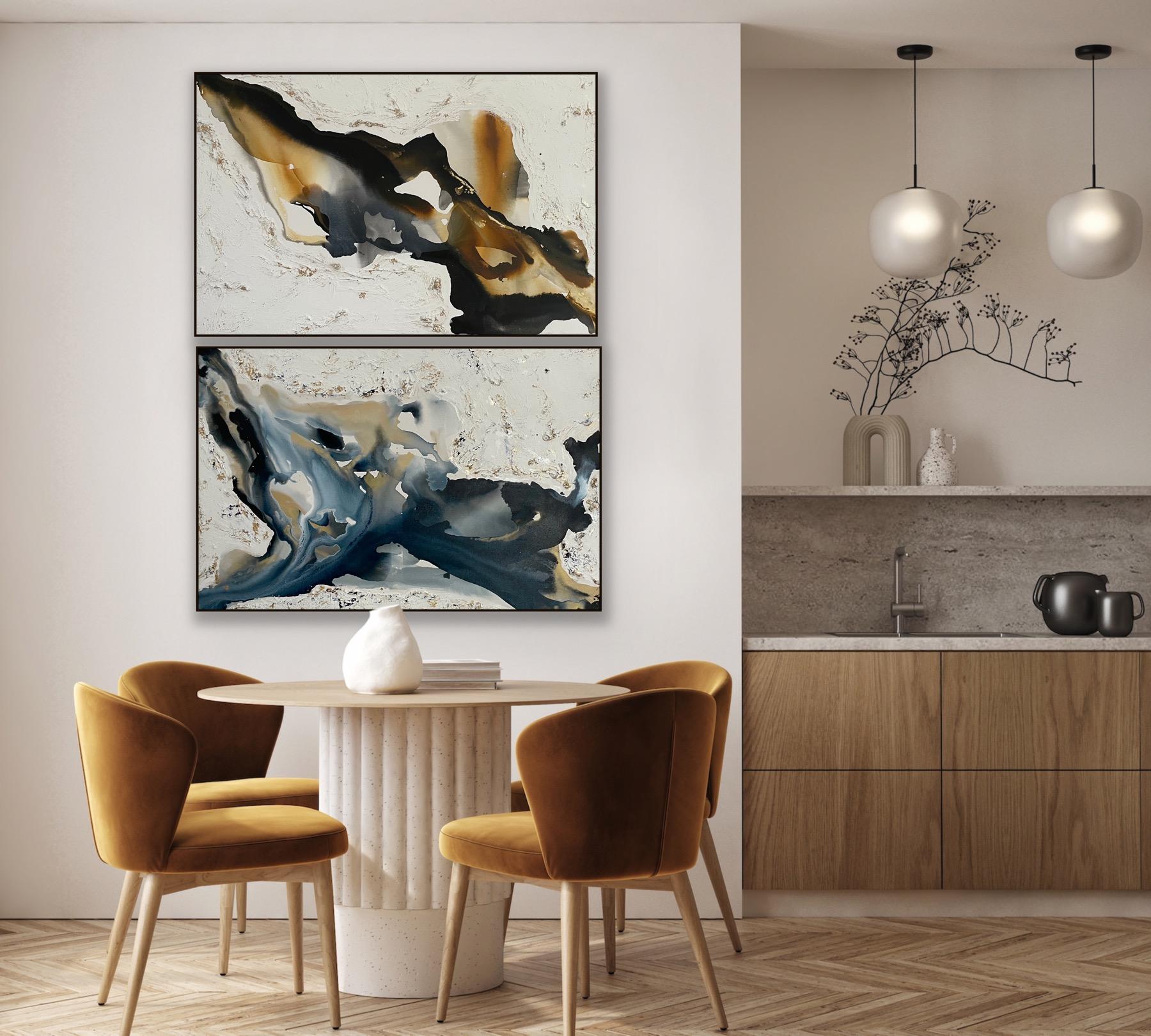 Dittico Moka e Reign, Pittura originale, Astratto, Arte 3D testuale 5