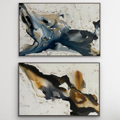 Dittico Moka e Reign, Pittura originale, Astratto, Arte 3D testuale