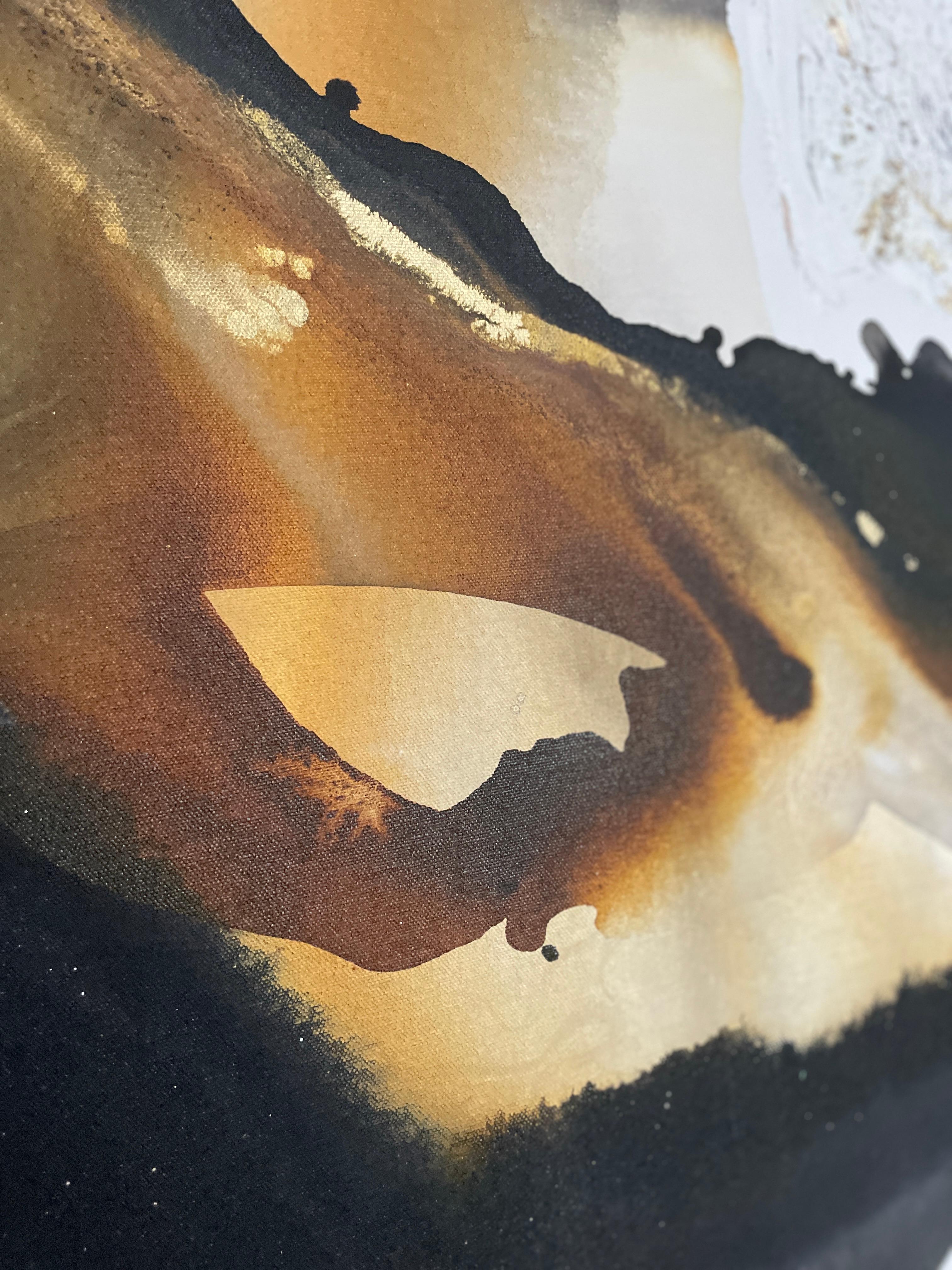 Moka, Pittura originale, Arte astratta, Pietra, Pittura materica, Arte 3D - Painting Astratto di Rajan Seth
