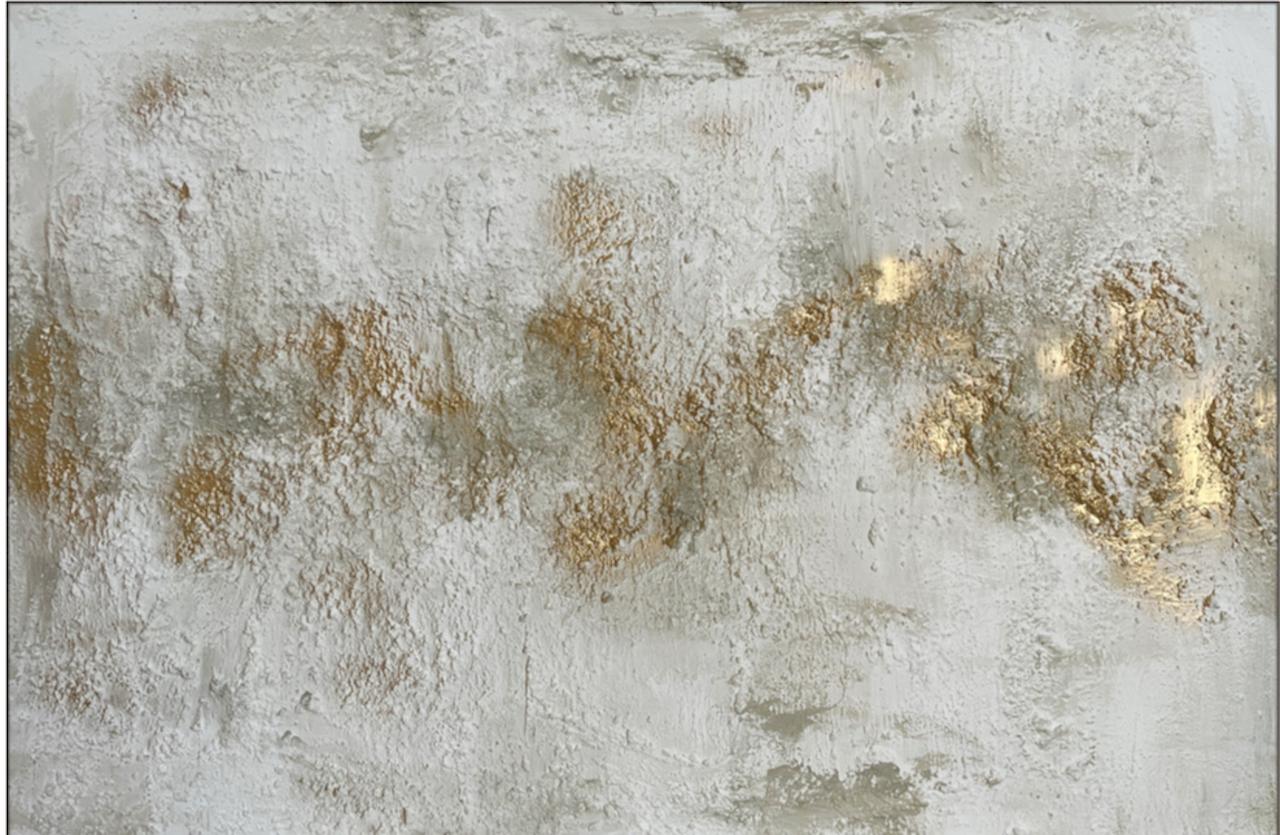 Opulencia, Pintura original, Abstracto, Moderno, Paisaje original arte urbano - Figurative Painting Oro de Rajan Seth