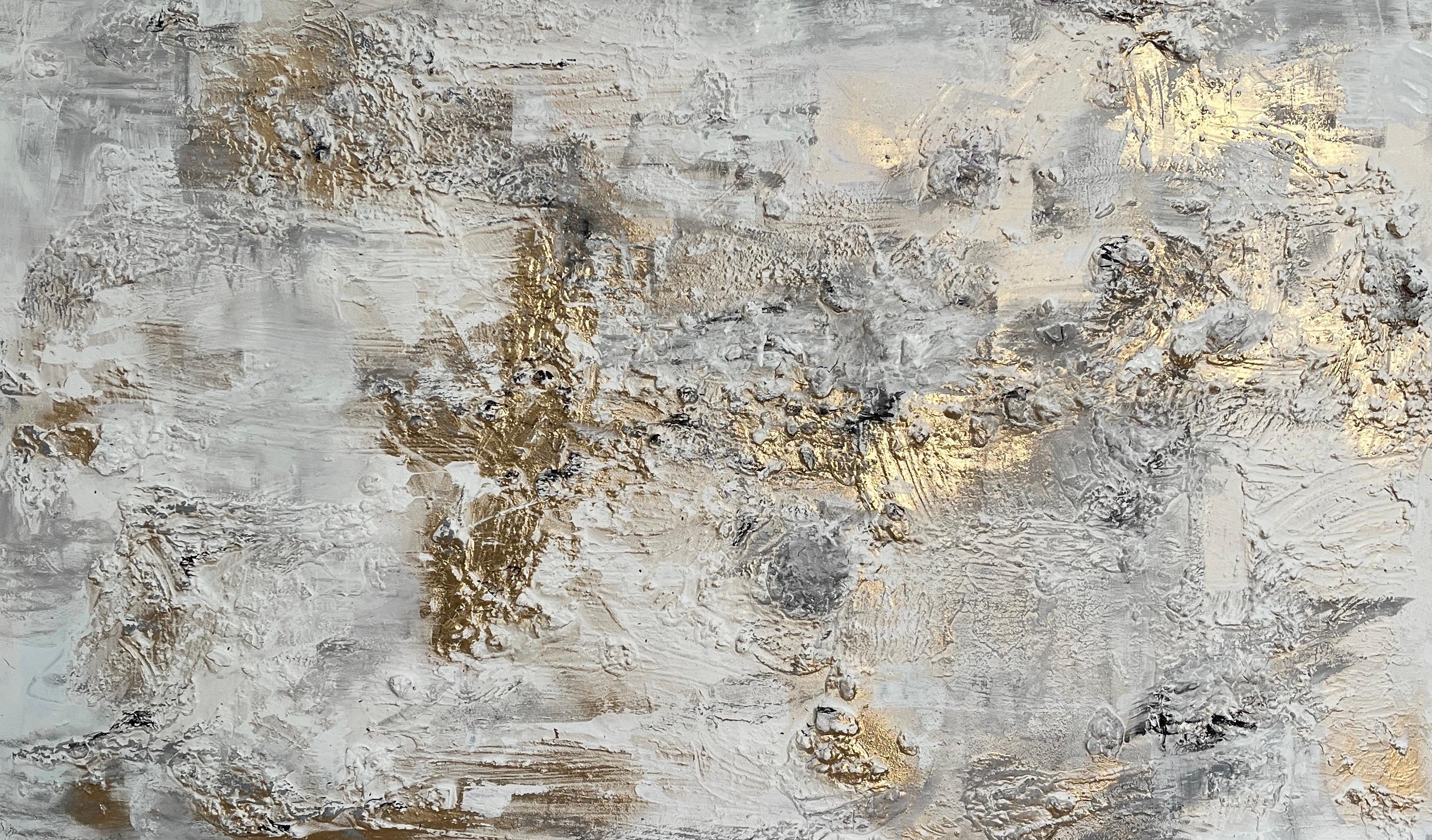 Patera, Original painting, Abstract, Gold, Morden, Textured, Contemporary art - Painting by Rajan Seth