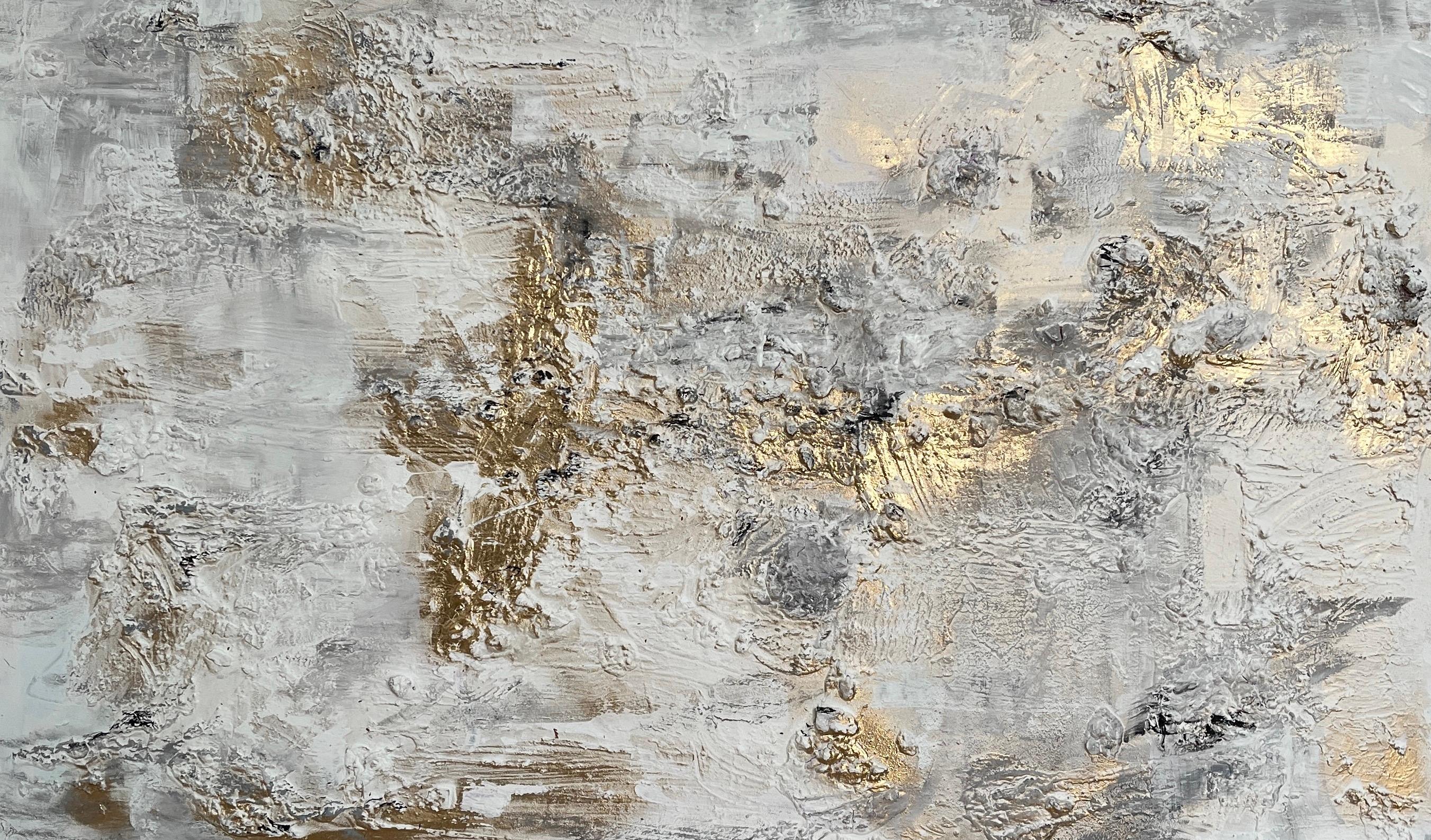 Patera, Quadro originale, Astratto, Oro, Morden, Texture, Arte contemporanea - Painting di Rajan Seth