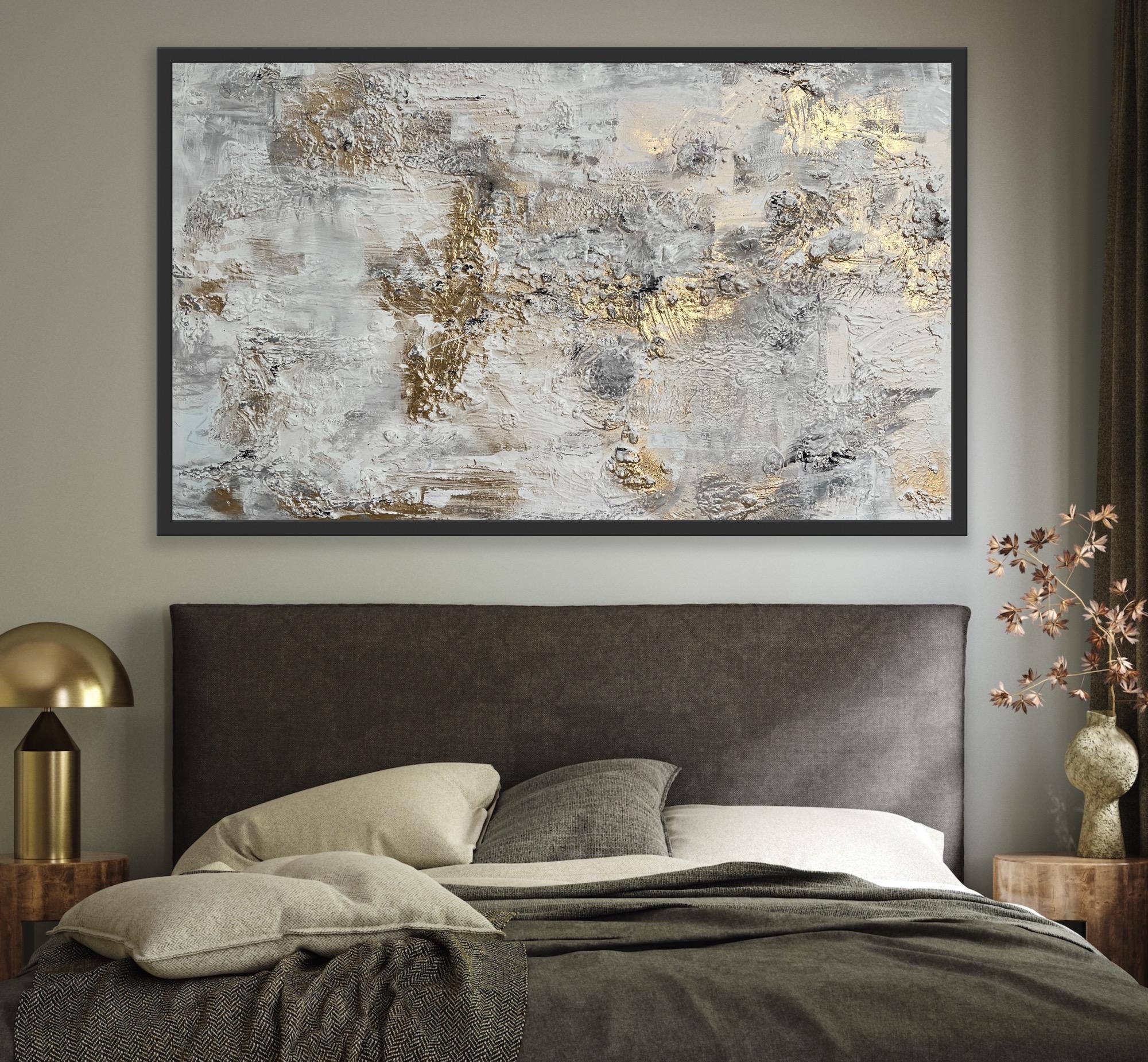 Patera, Original painting, Abstract, Gold, Morden, Textured, Contemporary art For Sale 3