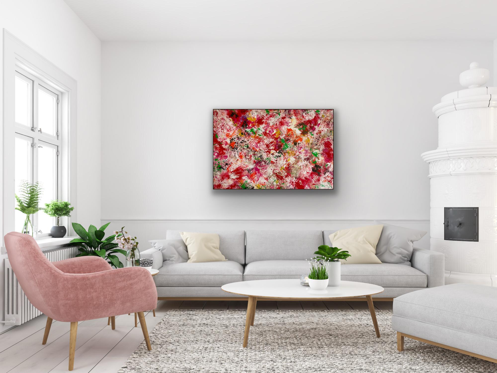 Rose e increspature, quadro originale, astratto, contemporaneo 1