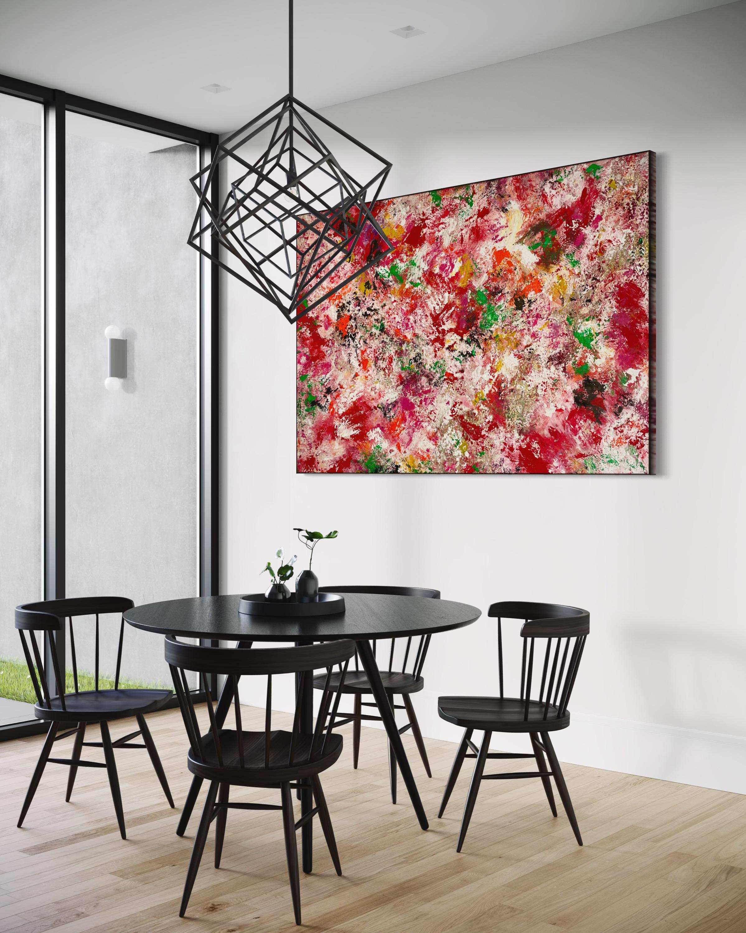 Rose e increspature, quadro originale, astratto, contemporaneo 2
