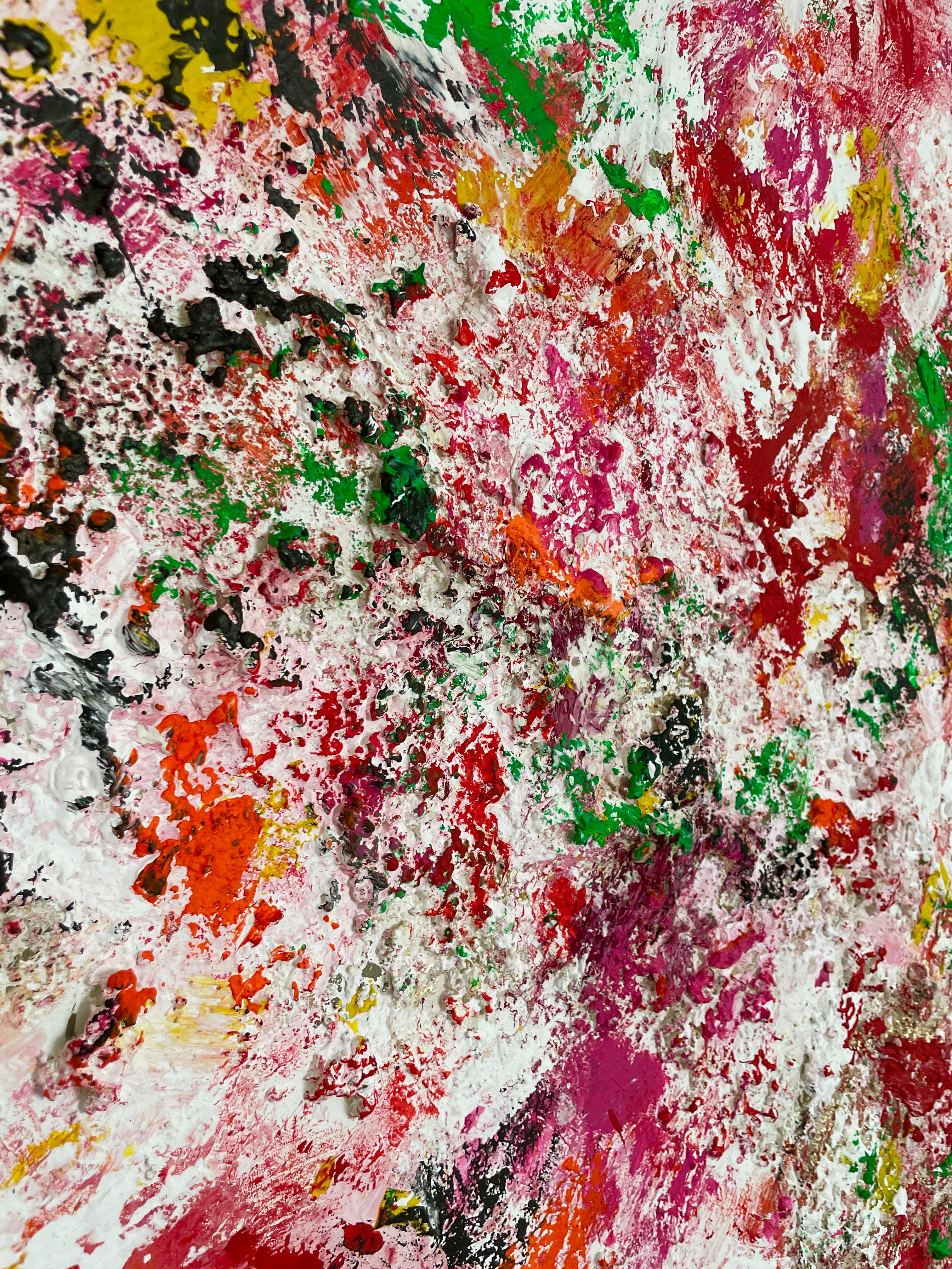 Rose e increspature, quadro originale, astratto, contemporaneo 3