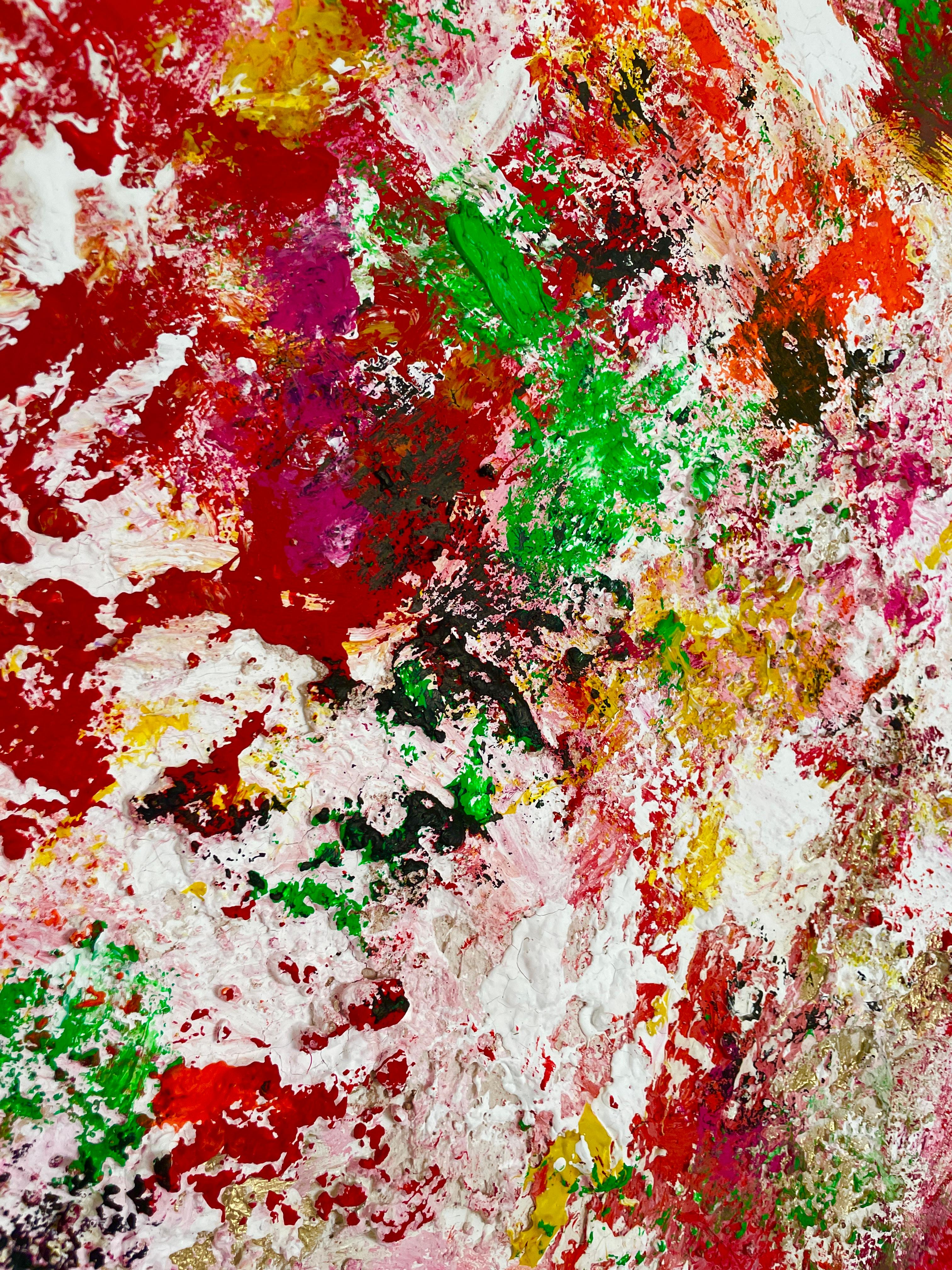 Rose e increspature, quadro originale, astratto, contemporaneo 4
