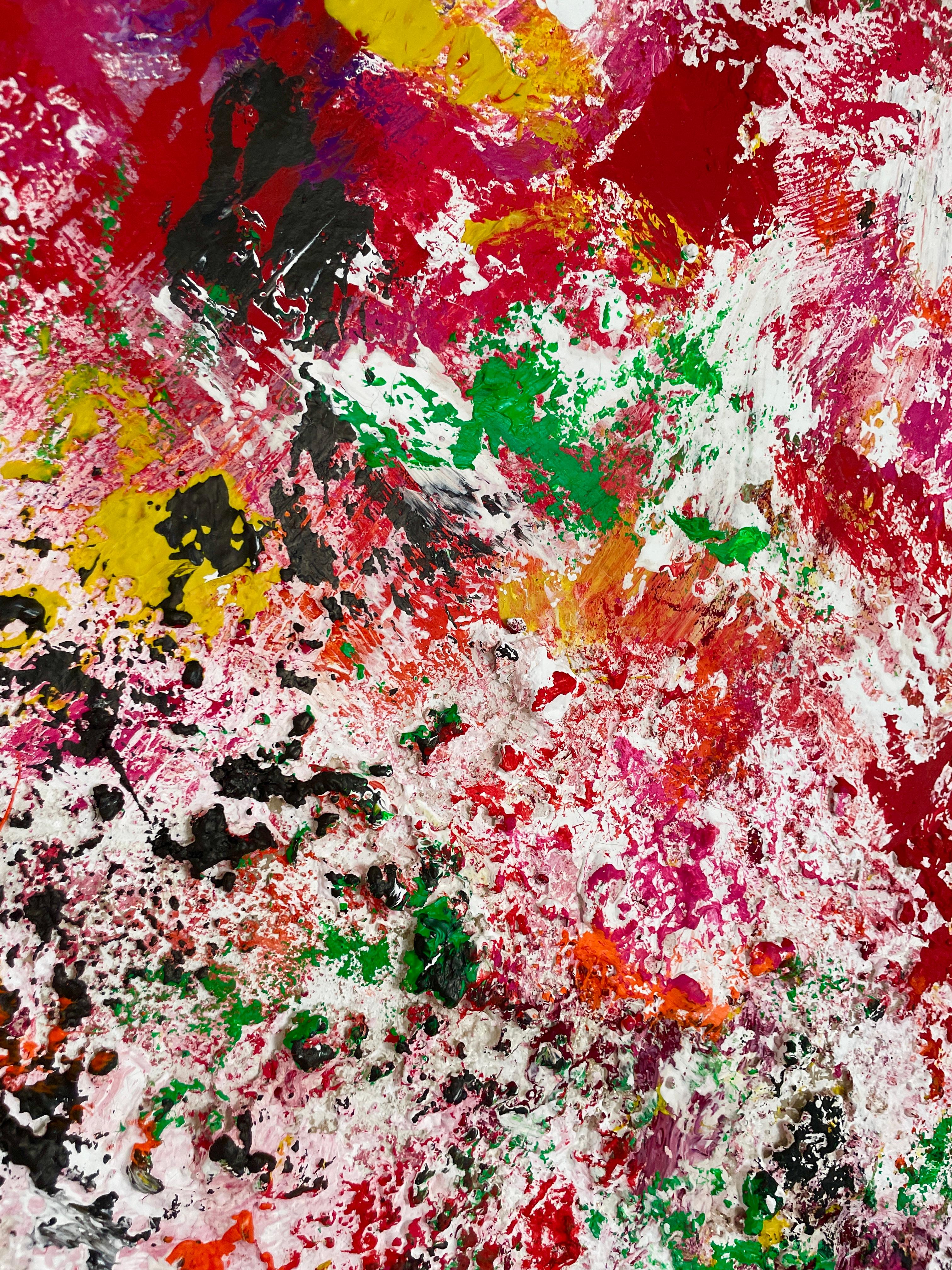 Rose e increspature, quadro originale, astratto, contemporaneo 5