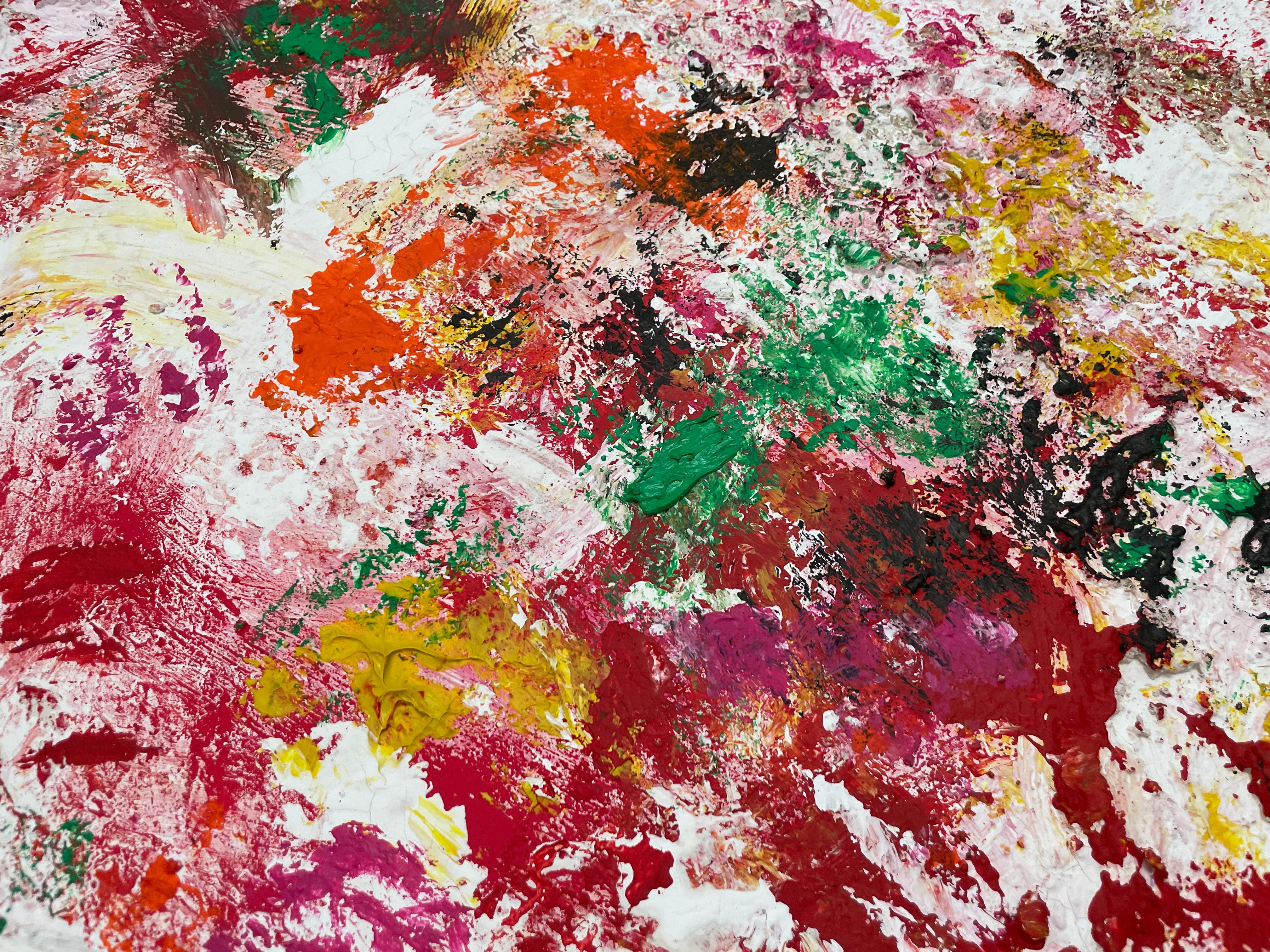 Rose e increspature, quadro originale, astratto, contemporaneo 6