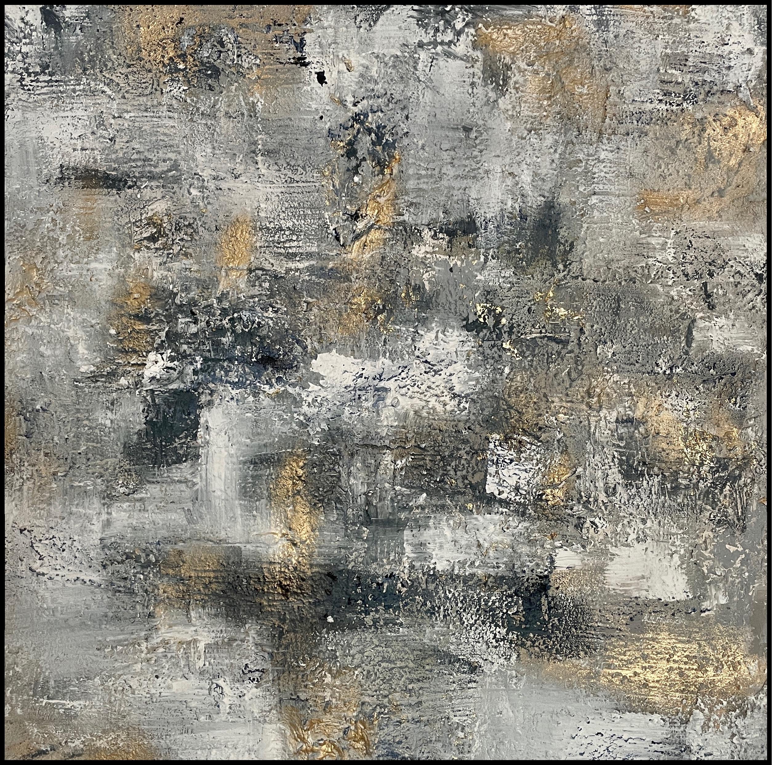 Grigio Tempesta, Pittura originale, Astratto, Moderno, Pittura originale di paesaggio - Abstract Painting Oro di Rajan Seth