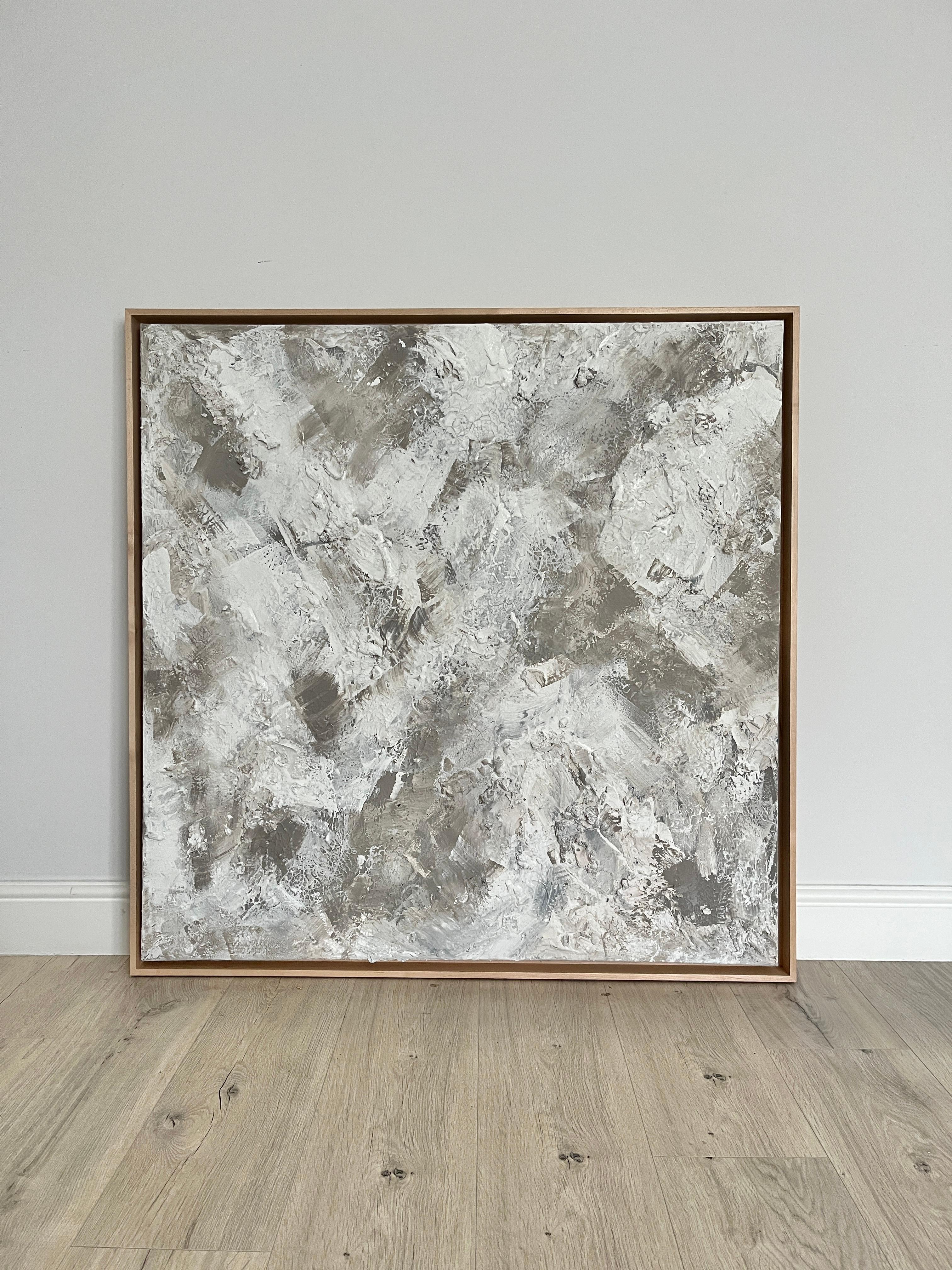 Taupe, Original painting, Abstract art, Textural painting, White, Grey, Modern For Sale 2