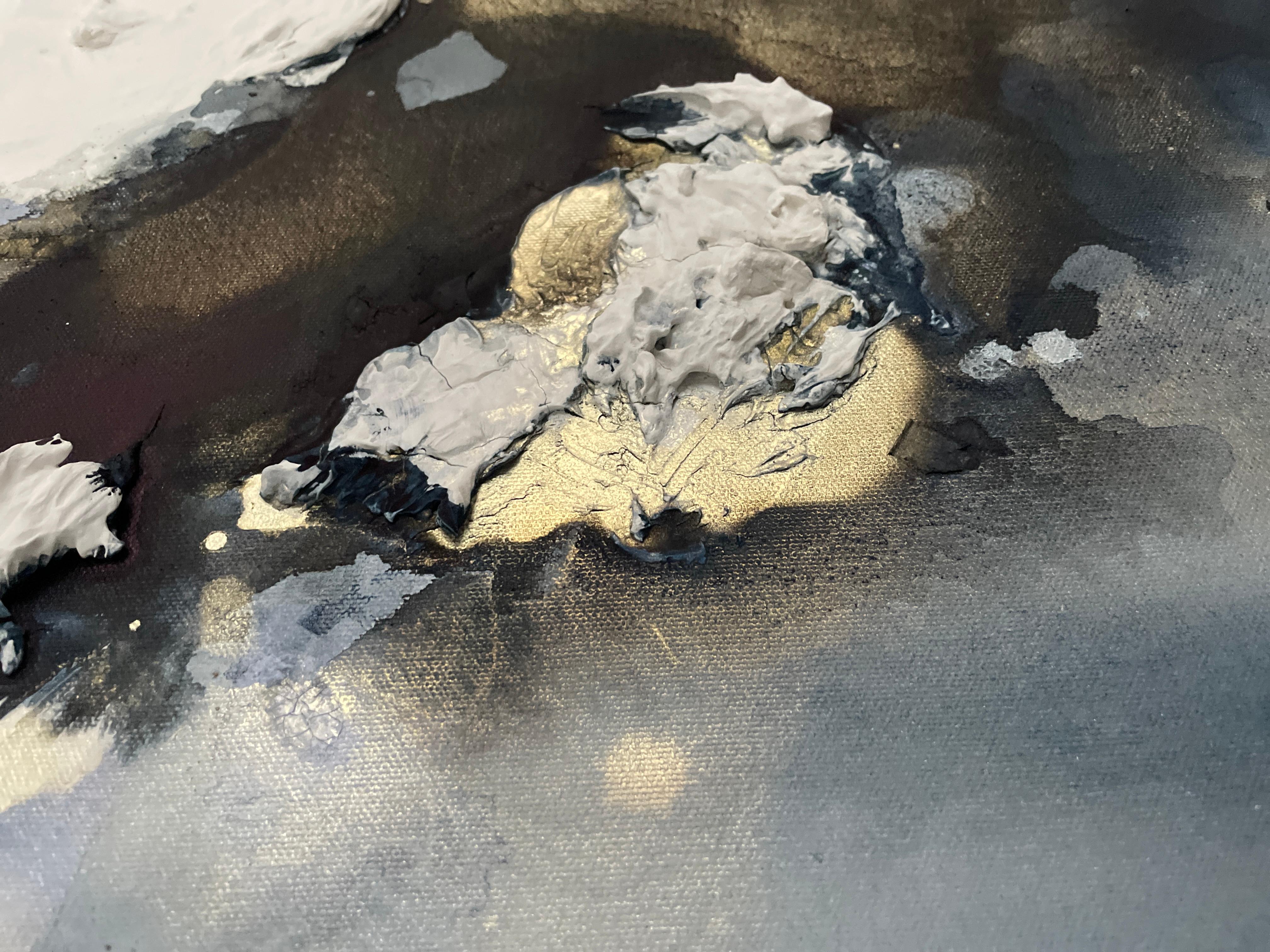 Waters Run, peinture originale, paysage marin, art abstrait, peinture texturée, art 3D - Abstrait Painting par Rajan Seth