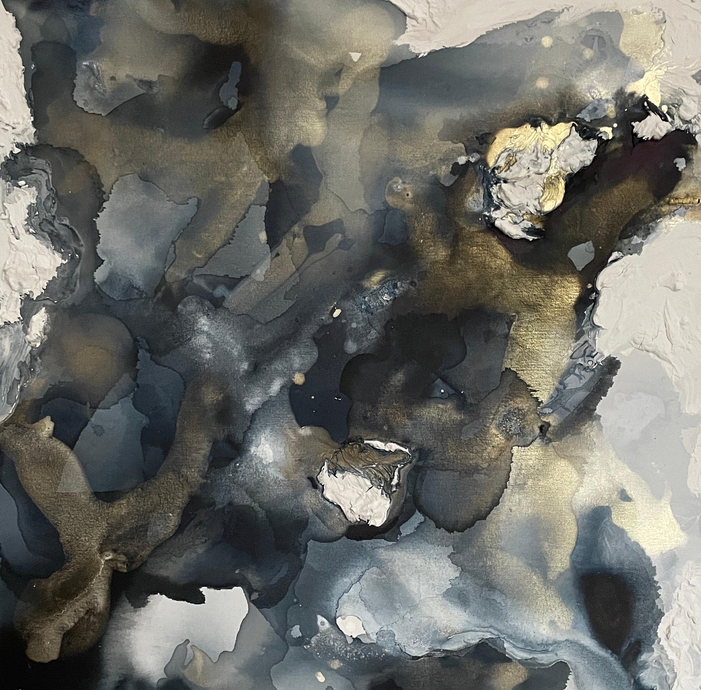 Landscape Painting Rajan Seth - Waters Run, peinture originale, paysage marin, art abstrait, peinture texturée, art 3D