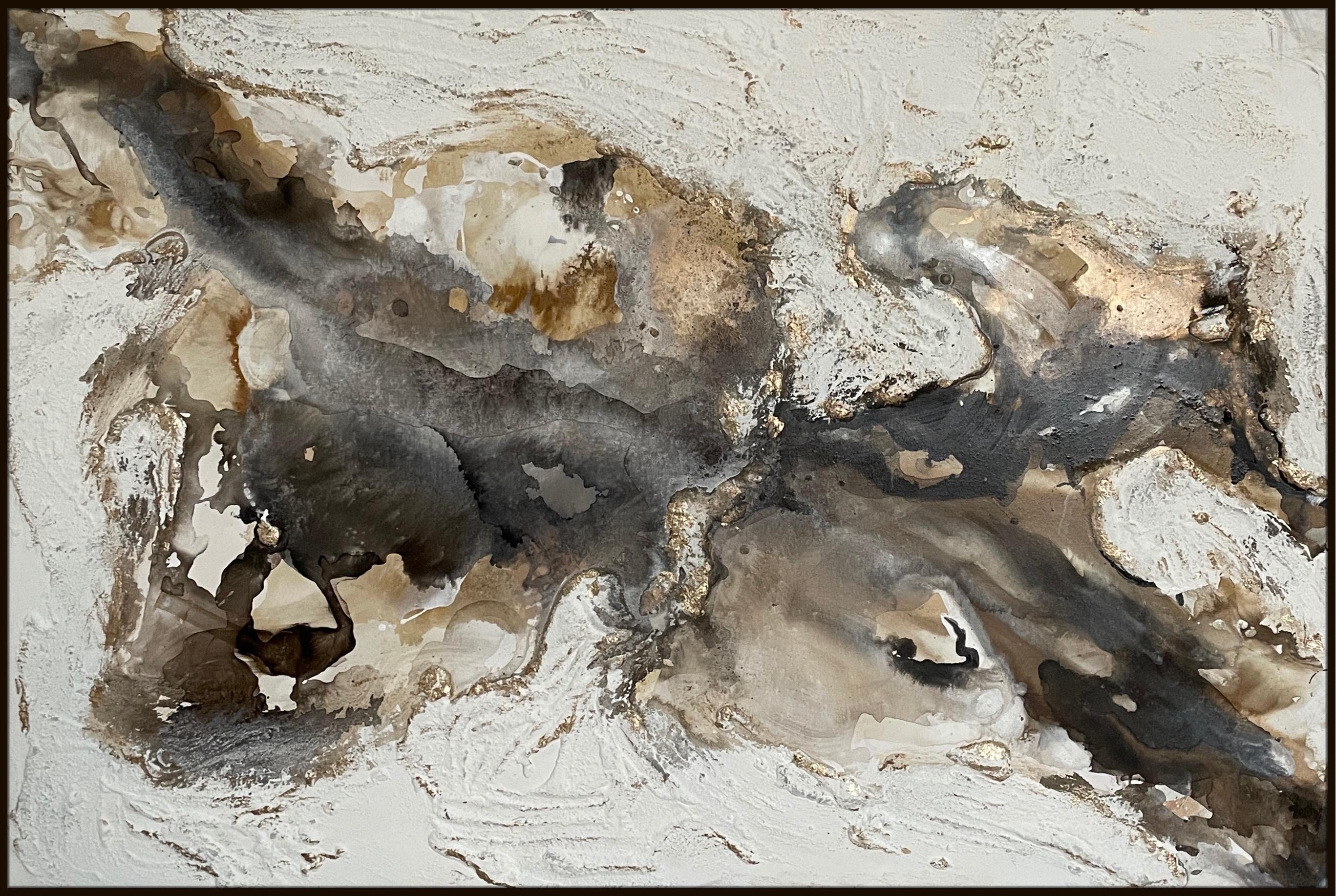 Quando due mondi si scontrano, pittura astratta originale, arte texturale 3D - Painting Astratto di Rajan Seth