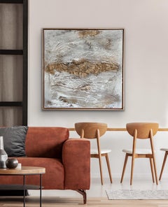 Willow, Original painting, Abstract art, Textural painting, Gold leaf, White