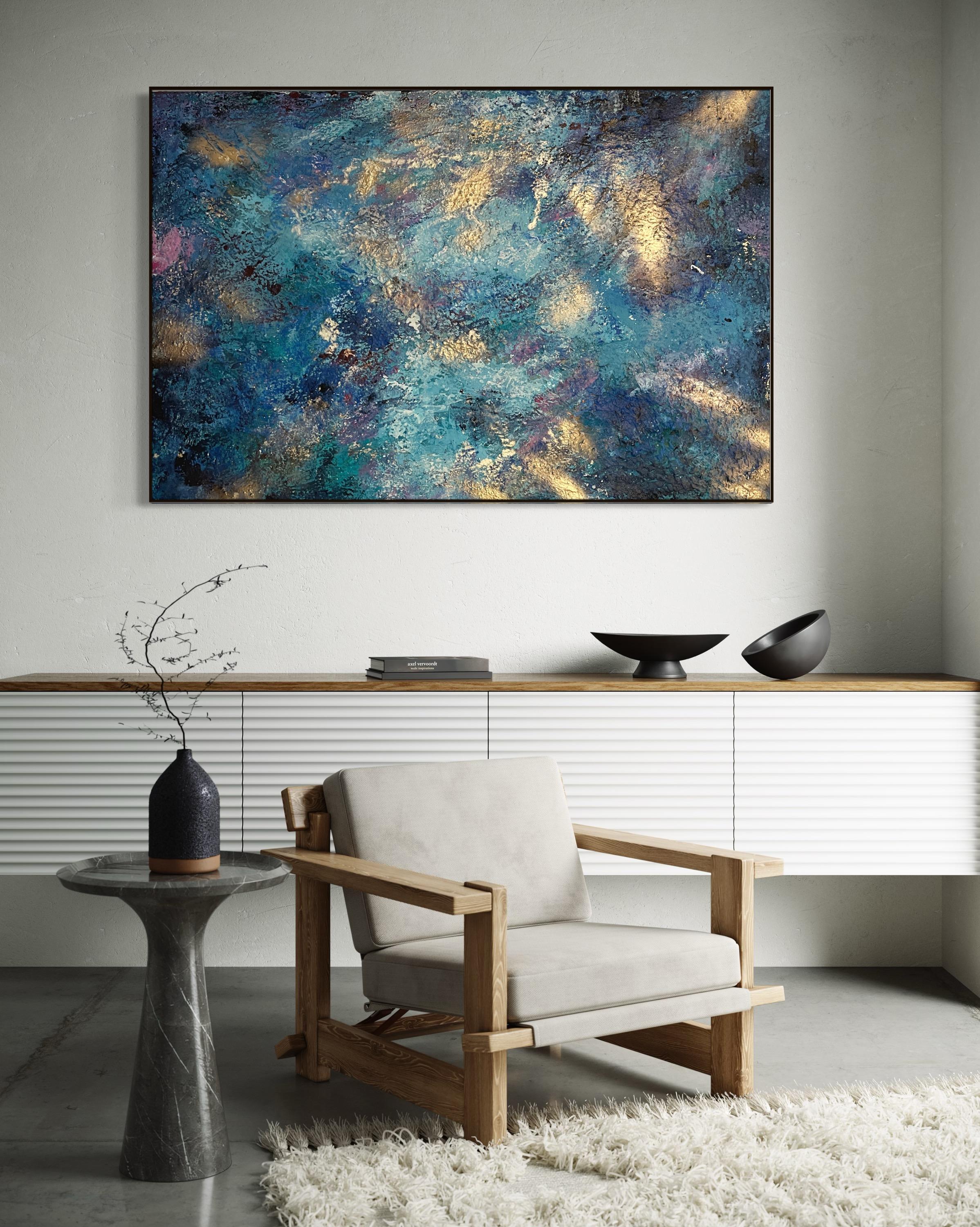 Yozoro, Pittura originale, Astratto, Moderno, Blu, Pittura originale di paesaggio - Painting di Rajan Seth