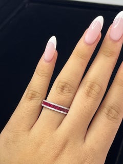 1.15 Carat Natural Ruby and Diamond Eternity Ring in 14K Gold